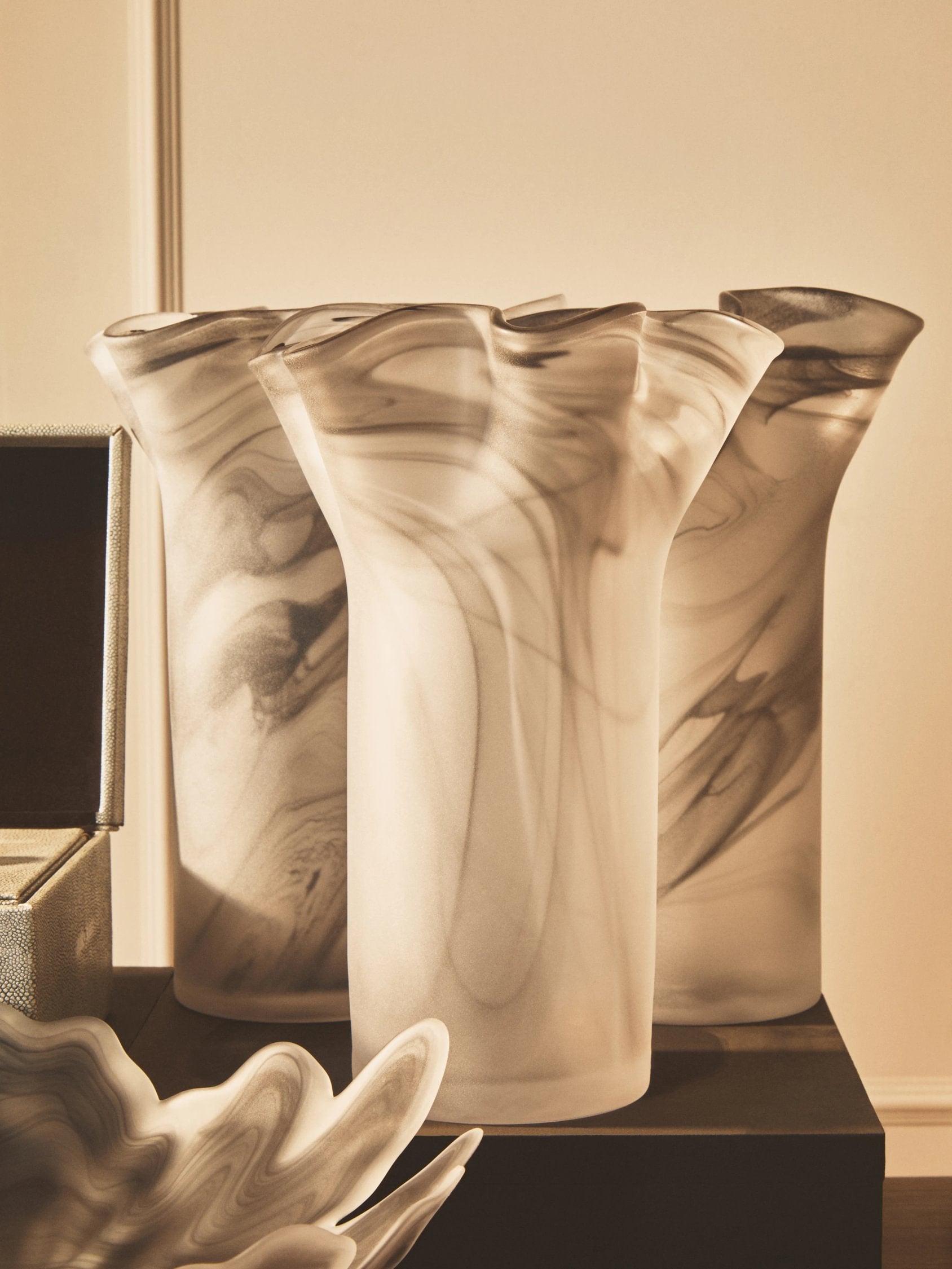 Flume Fluted Grey Glass Vase