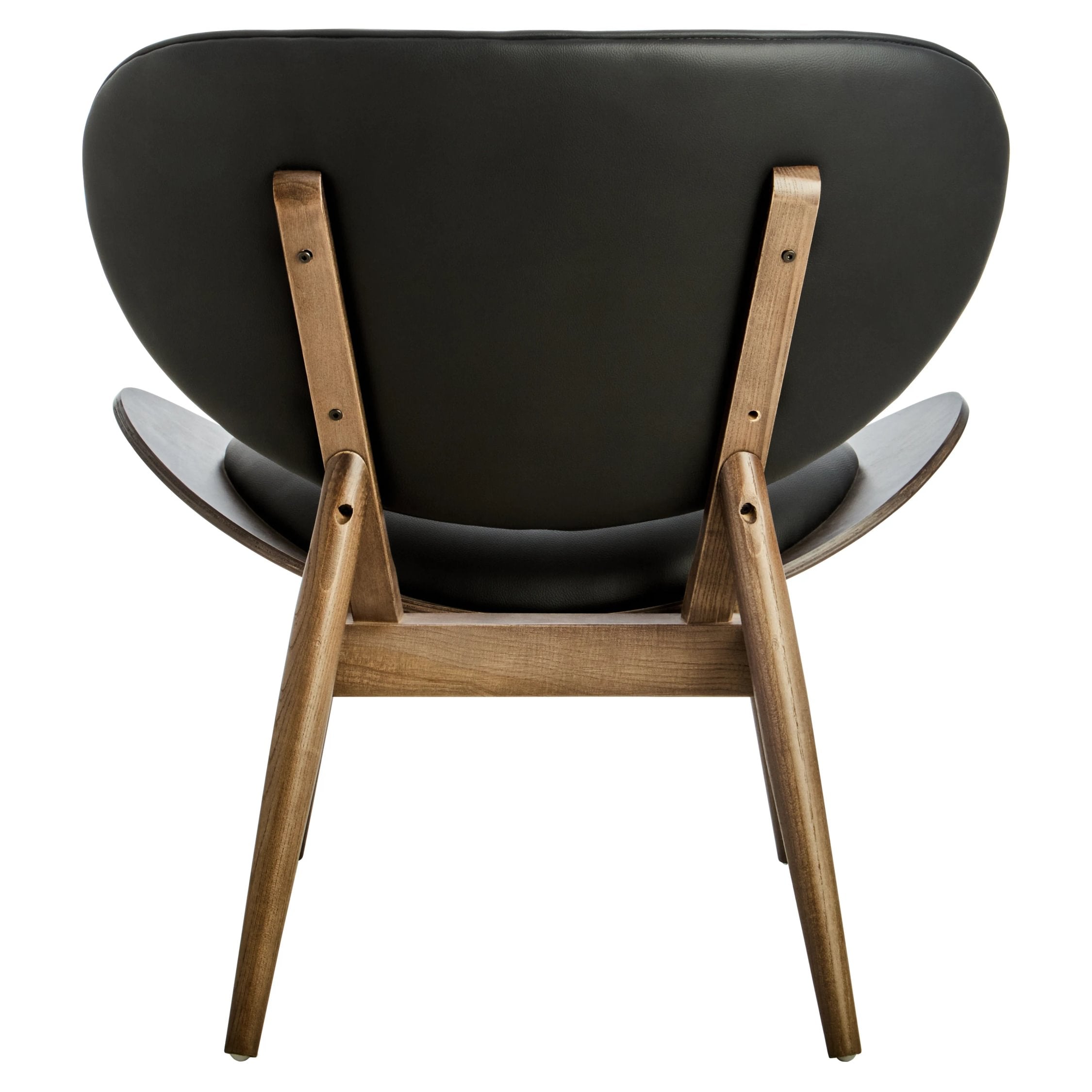 Windsor Black Leather Effect & Elm Wood Tufted Chair