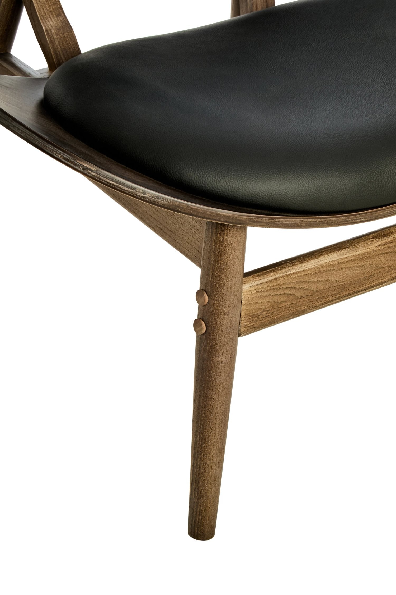 Windsor Black Leather Effect & Elm Wood Tufted Chair