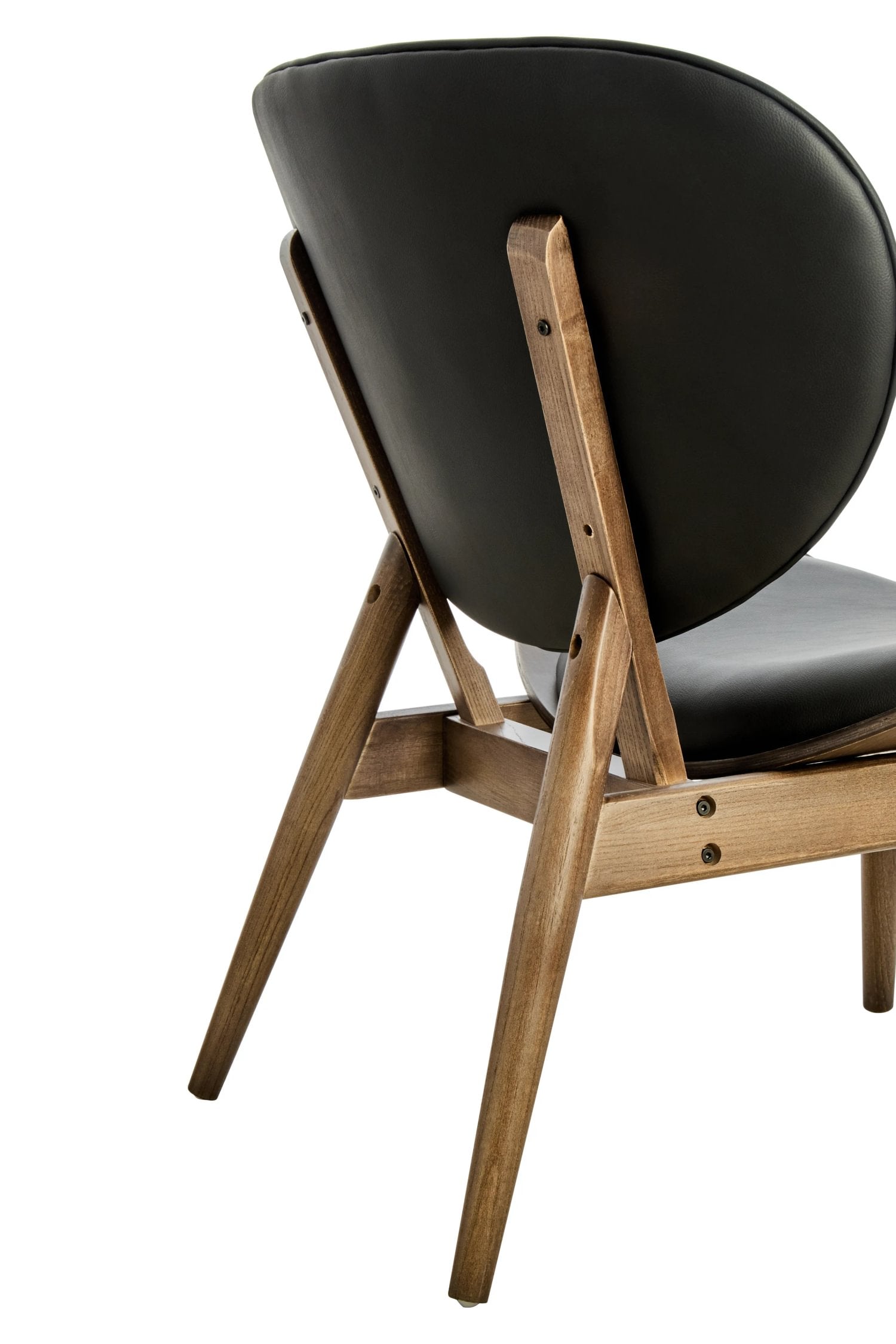 Windsor Black Leather Effect & Elm Wood Tufted Chair