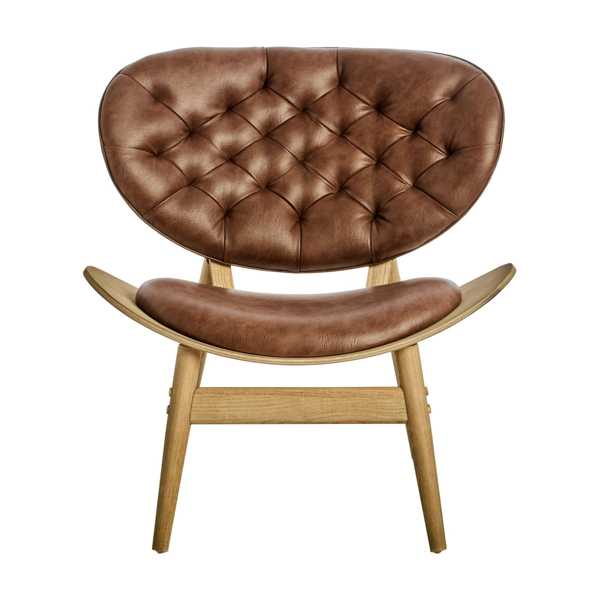 Windsor Brown Leather Effect & Elm Wood Chair