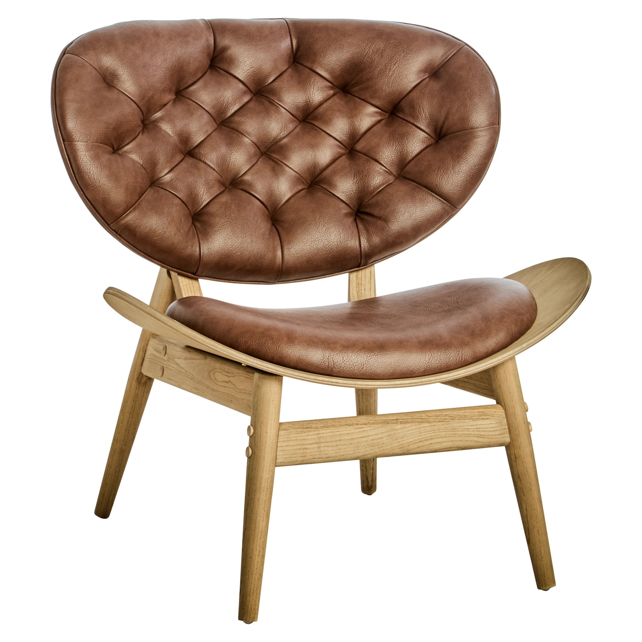 Windsor Brown Leather Effect & Elm Wood Chair