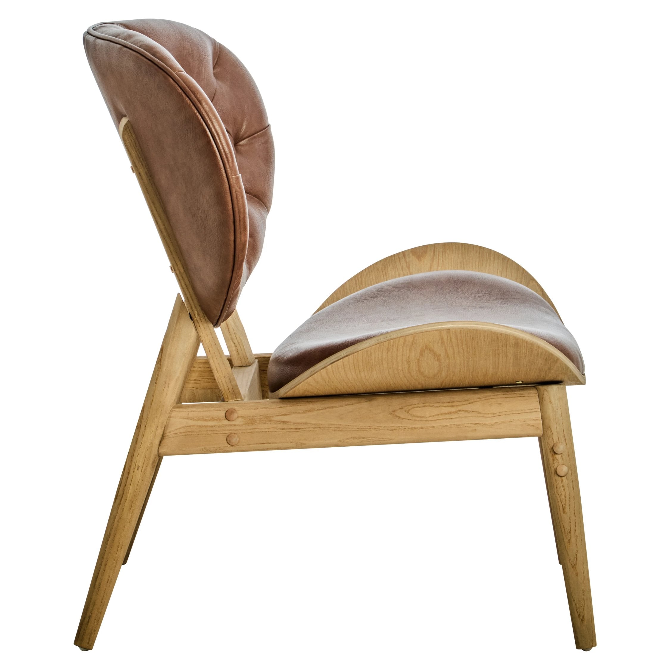 Windsor Brown Leather Effect & Elm Wood Chair