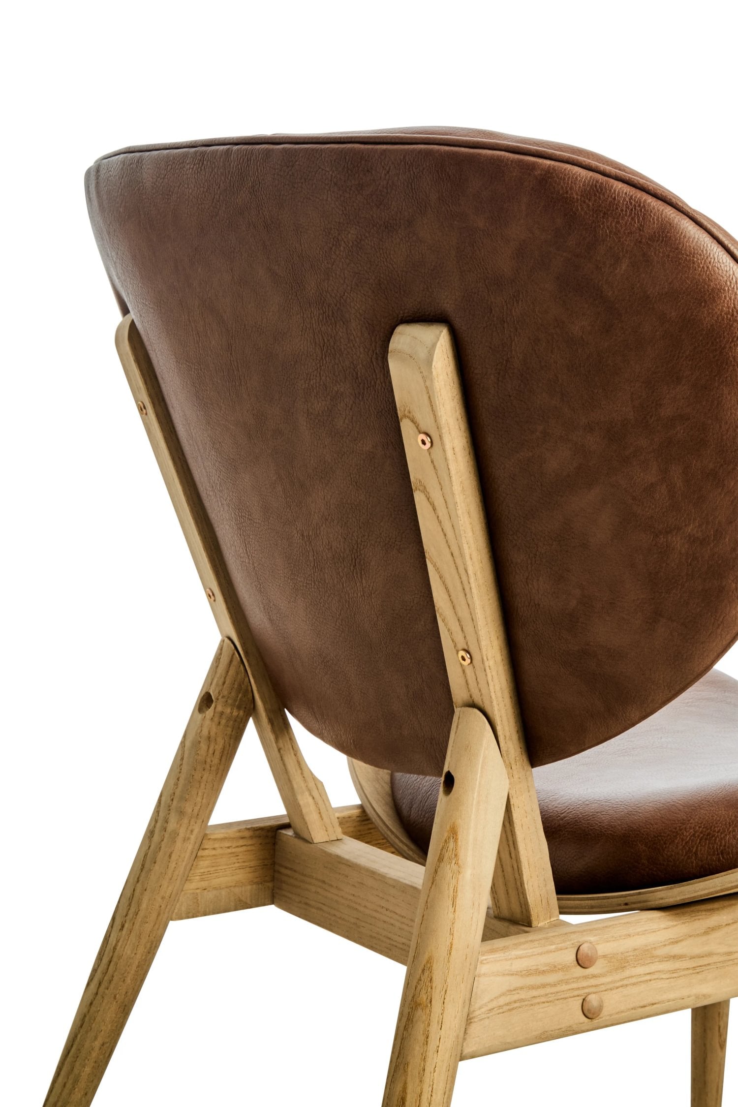 Windsor Brown Leather Effect & Elm Wood Chair