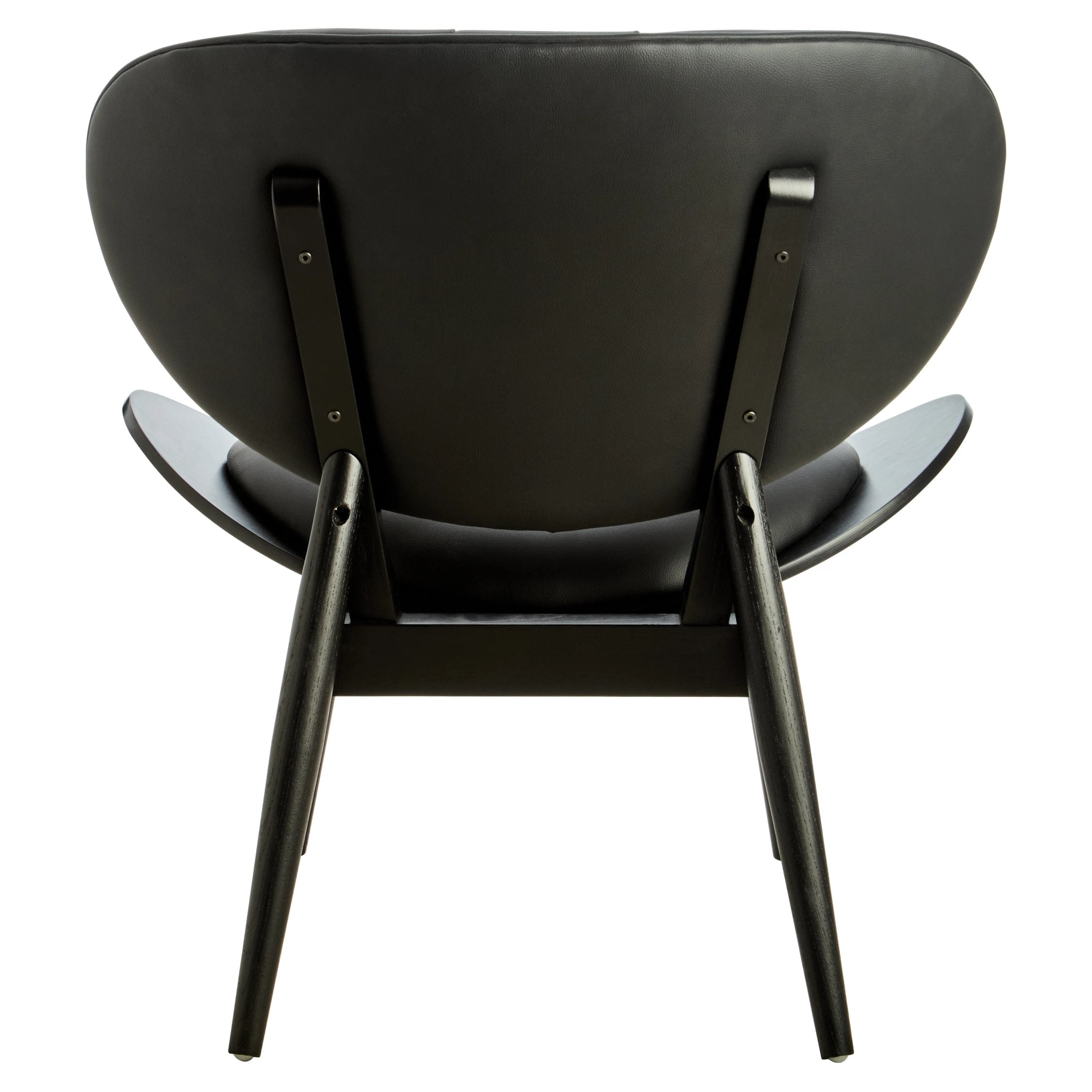 Windsor Black Leather Effect & Elm Wood Tufted Chair