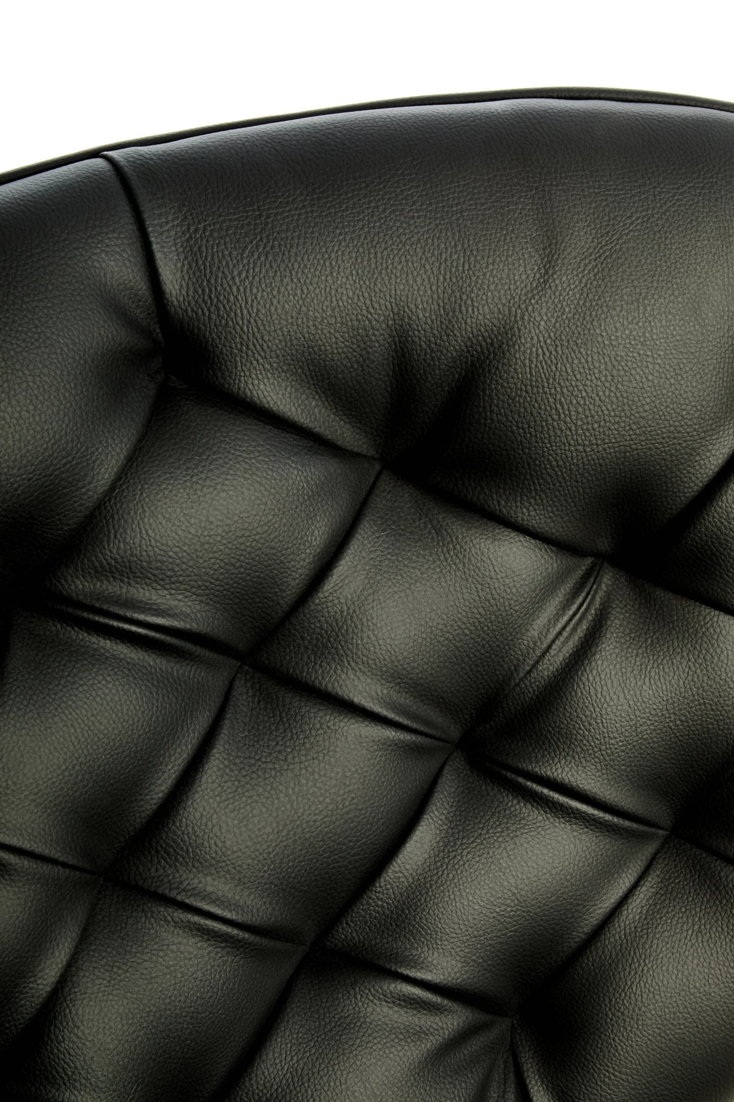 Windsor Black Leather Effect & Elm Wood Tufted Chair