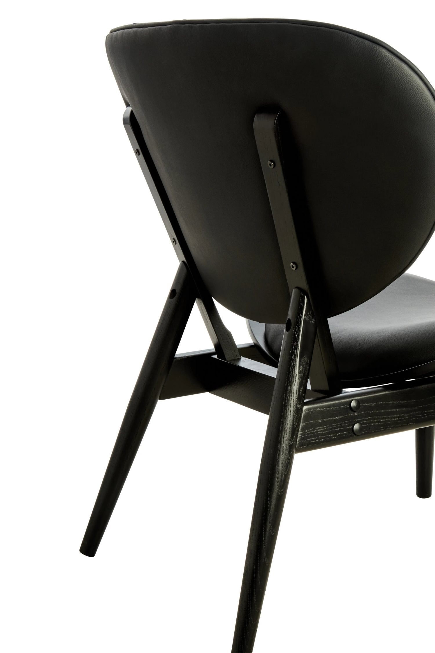 Windsor Black Leather Effect & Elm Wood Tufted Chair