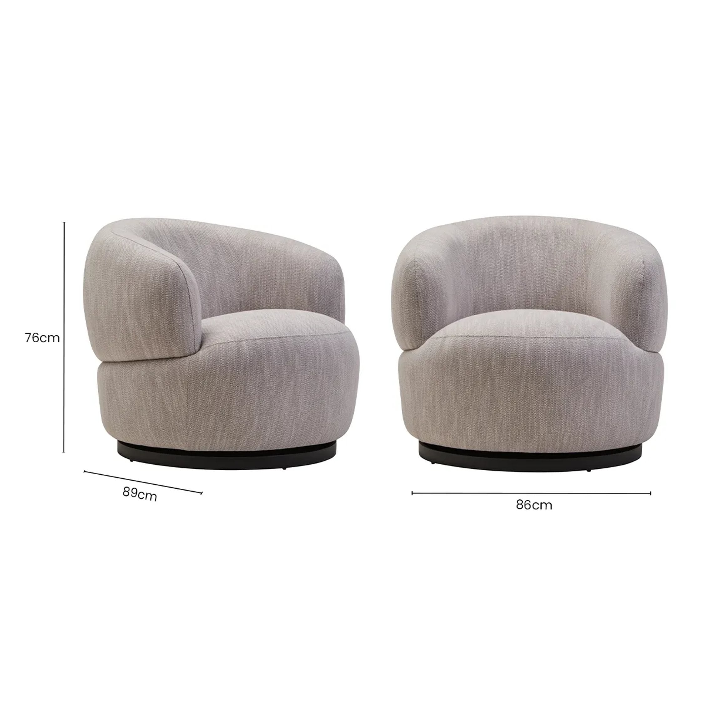 Swell Textured Grey Curved Swivel Chair