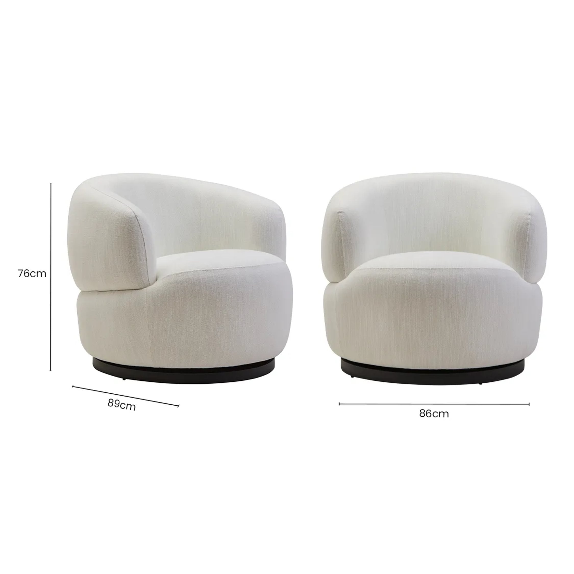 Swell Textured Cream Curved Swivel Chair