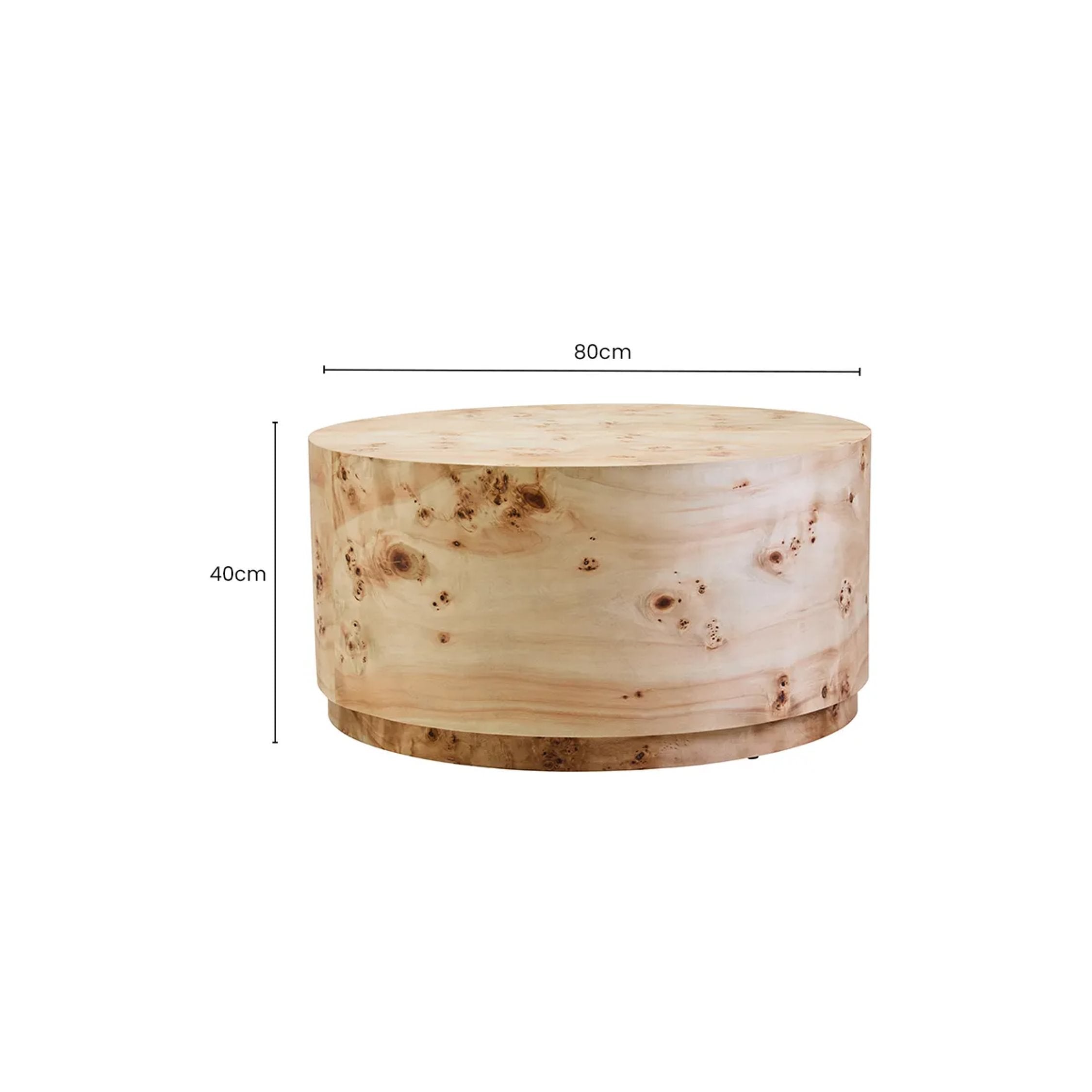 Marlow Burl Wood Design Round Coffee Table