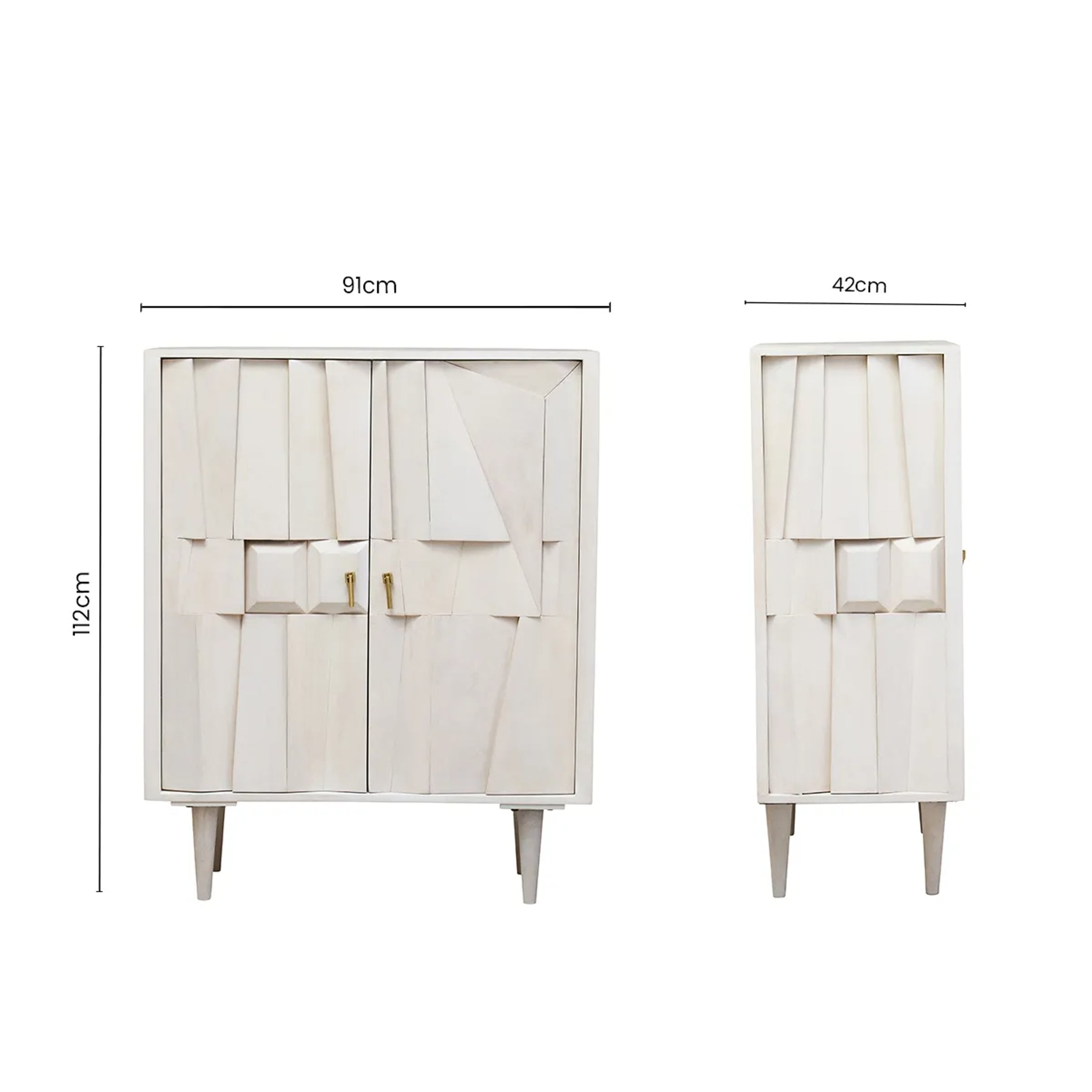 Harlow 2 Door Whitewash Mango Wood Abstract Cabinet