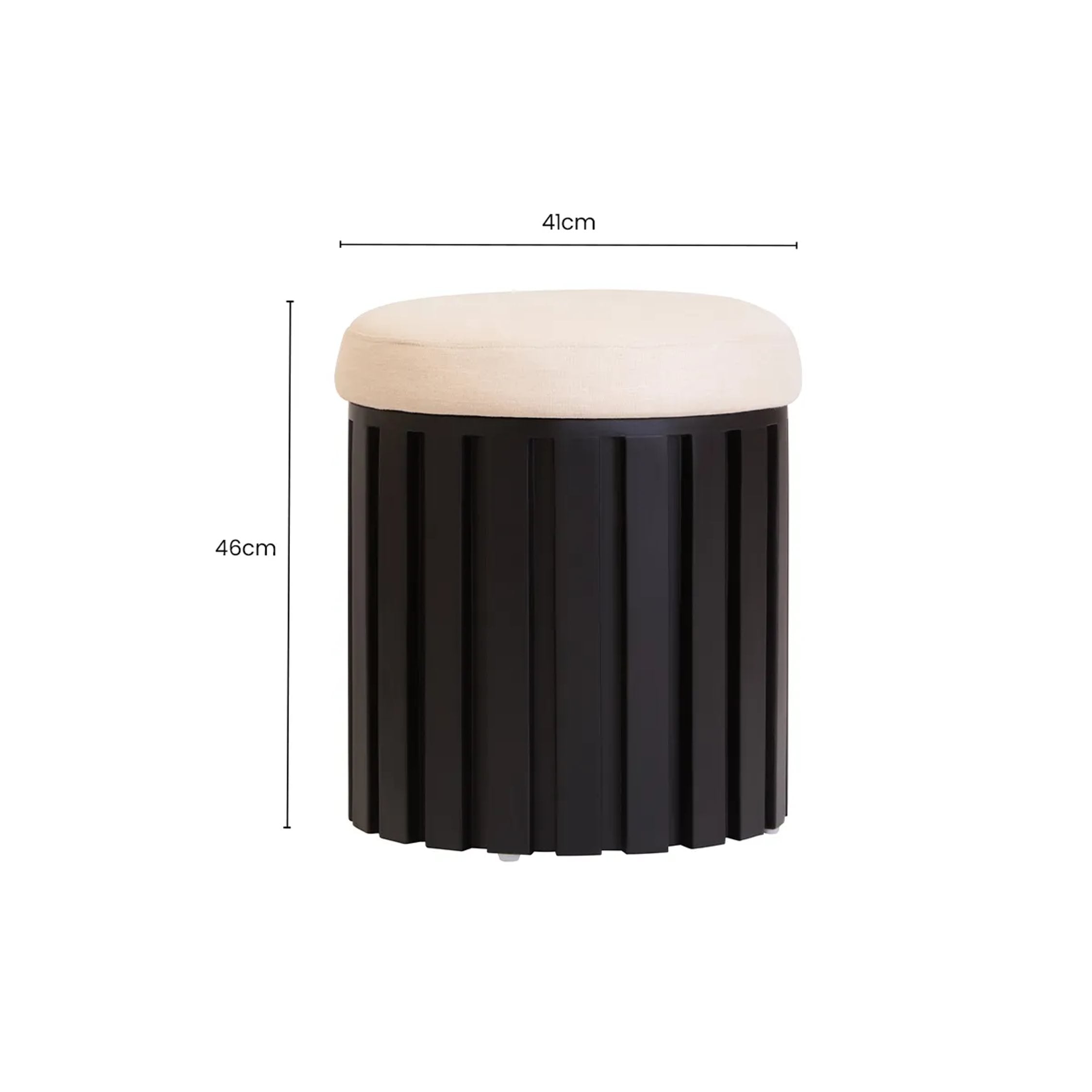 Blythe Cream Fabric & Black Mango Wood Stool