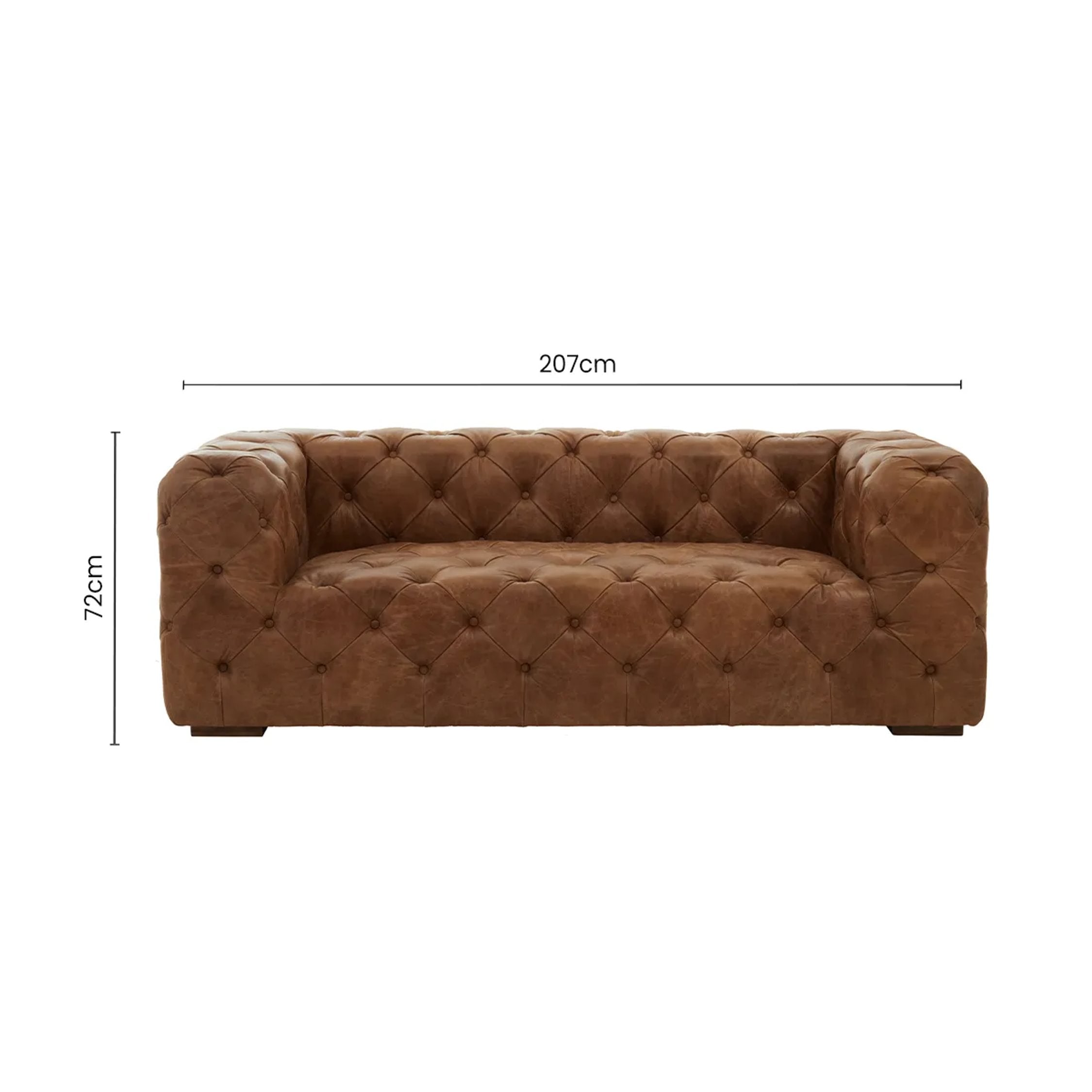 Kensington 3 Seater Brown Leather Modern Chesterfield Sofa