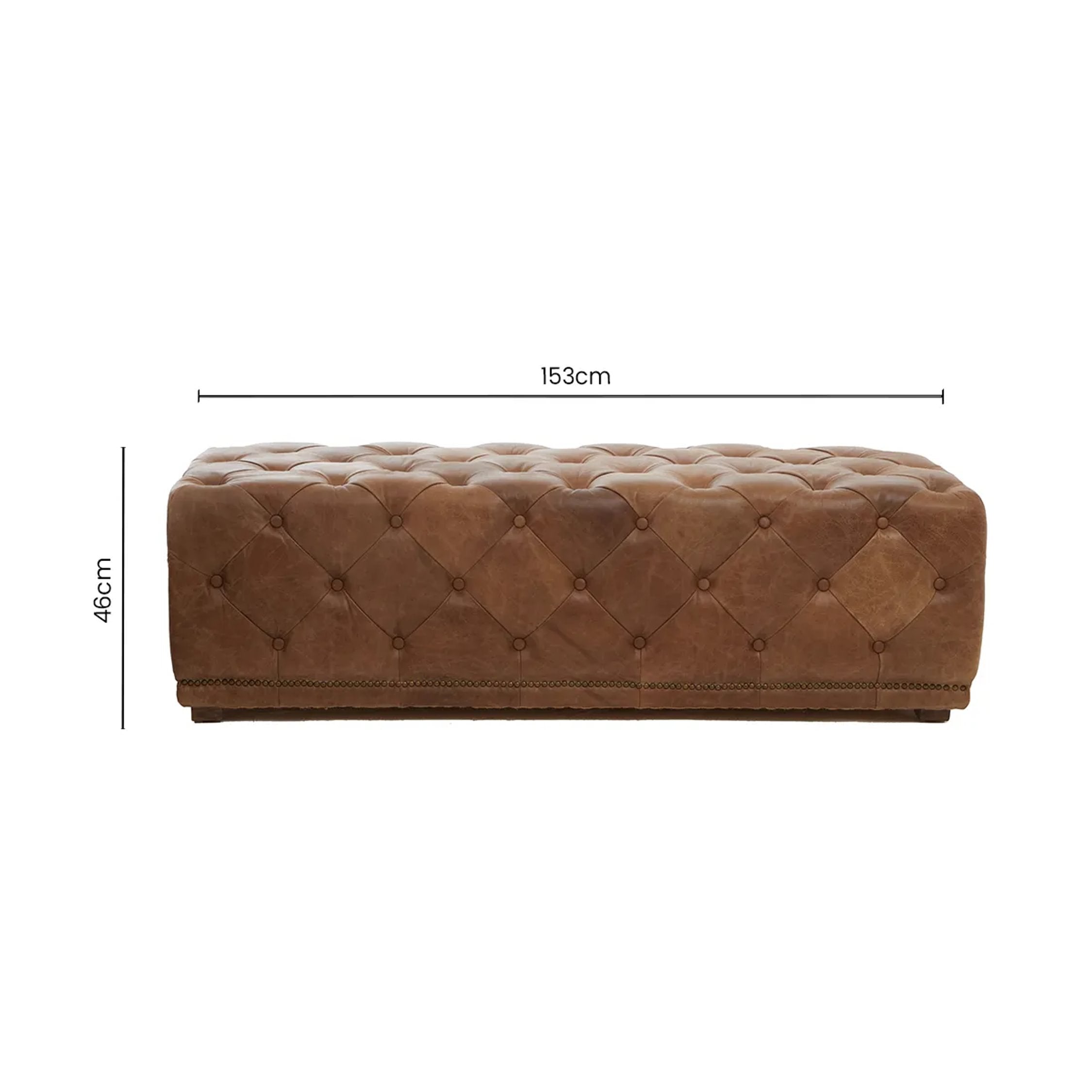 Kensington Brown Leather Rectangular Chesterfield Ottoman