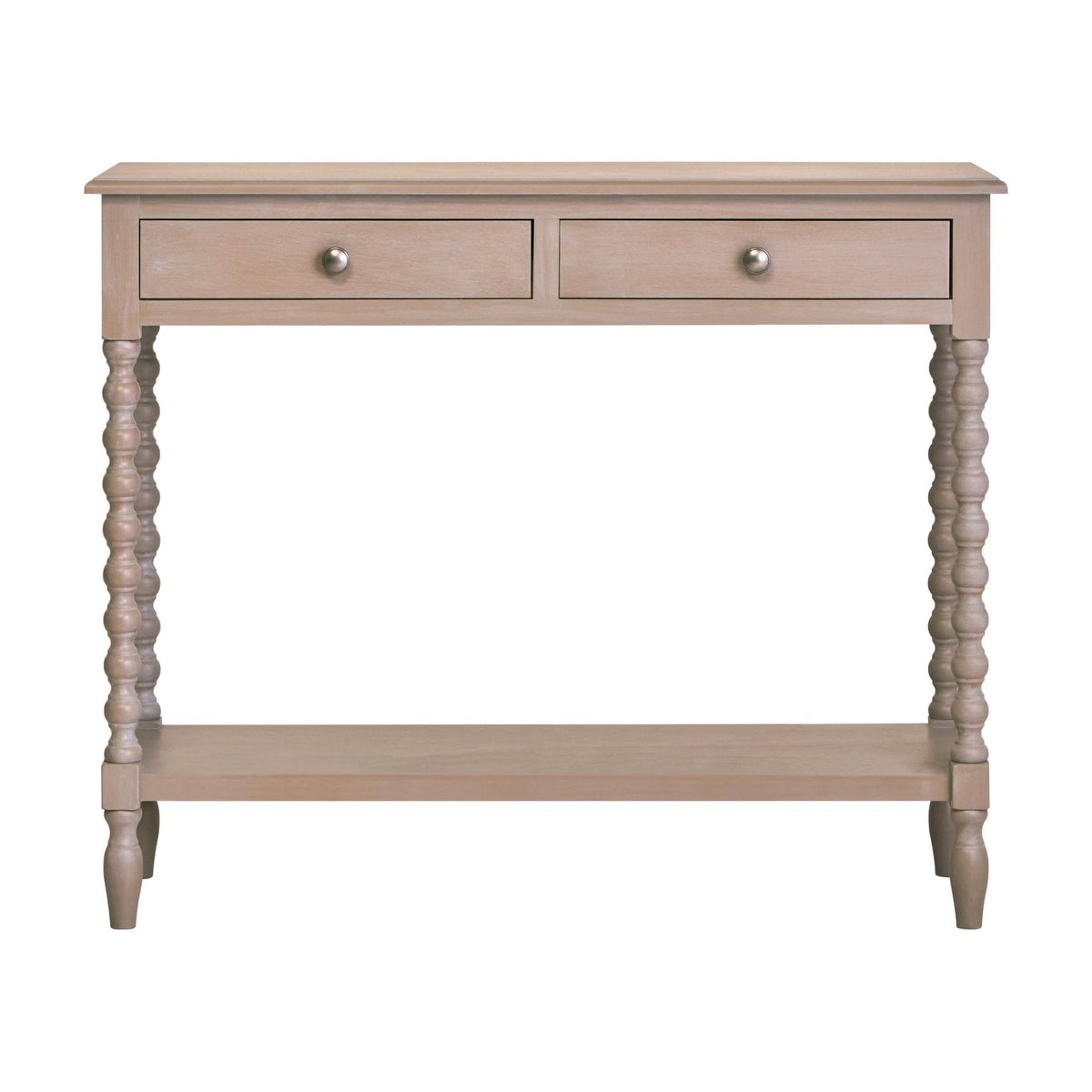 Chelsea Bobble Detail Grey Wood 2 Drawer Console Table