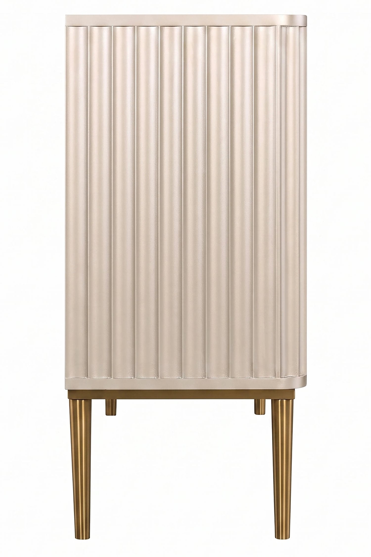 Deco Champagne Gold Finish 3 Door Fluted Sideboard