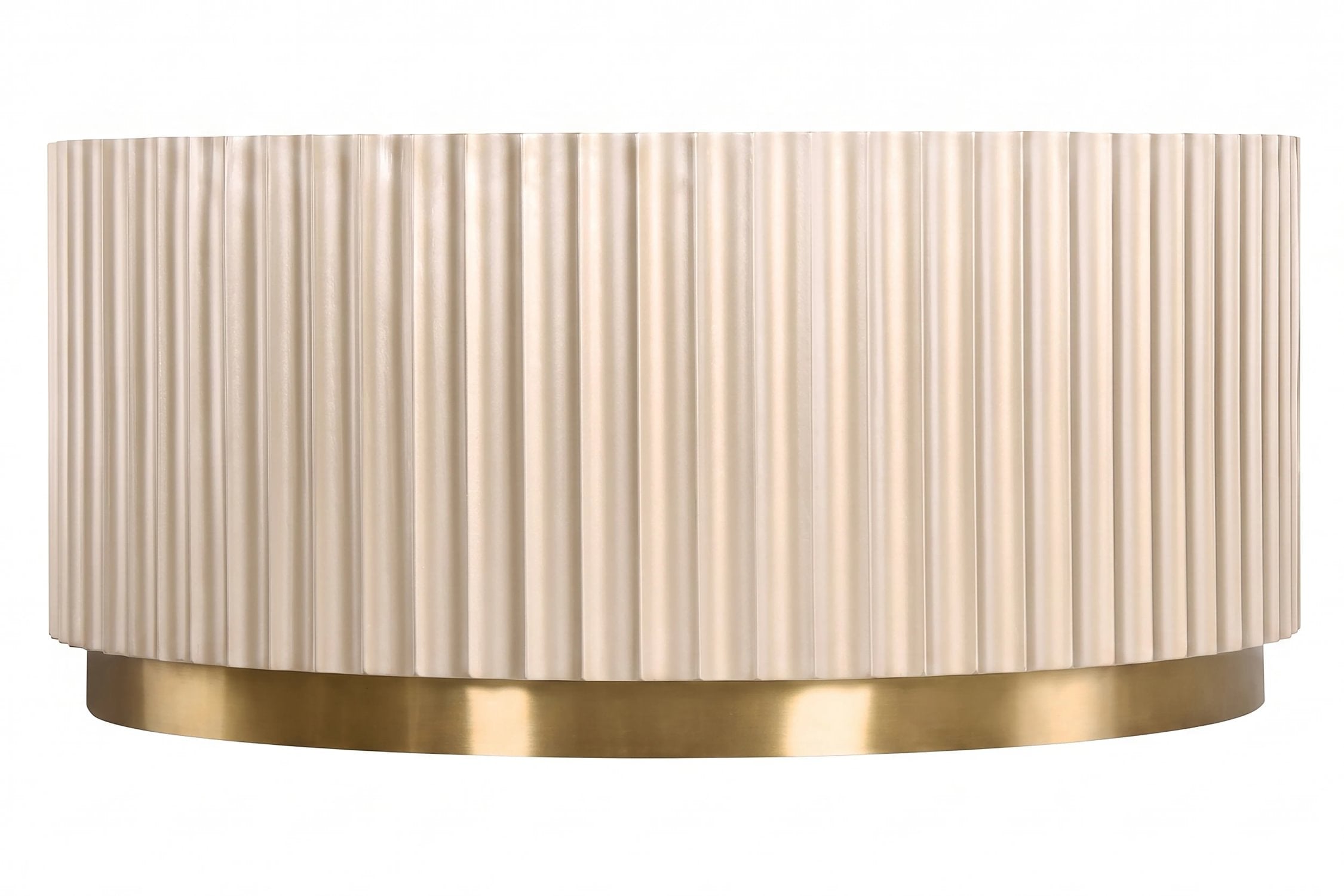 Deco Champagne Gold Finish Fluted Mirrored Coffee Table