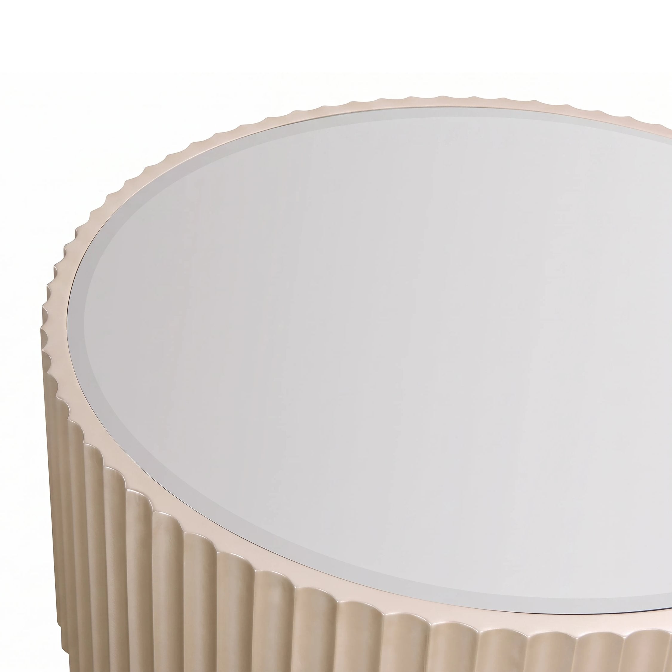 Deco Champagne Gold Finish Fluted Mirrored Coffee Table