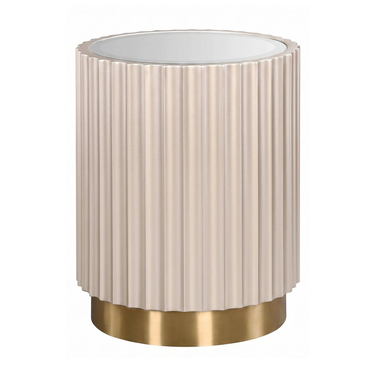 Deco Champagne Gold Finish Fluted Mirrored Side Table