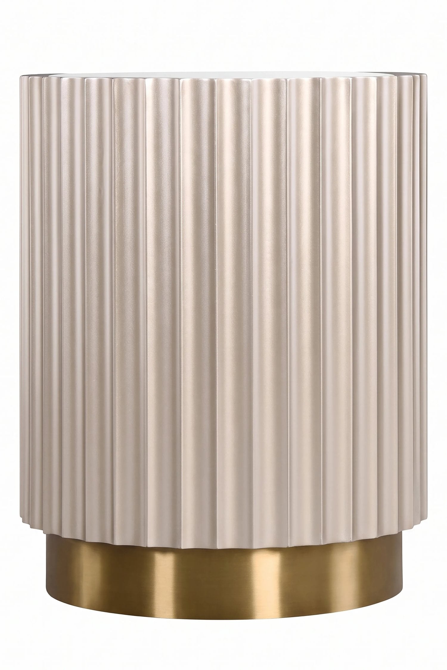 Deco Champagne Gold Finish Fluted Mirrored Side Table