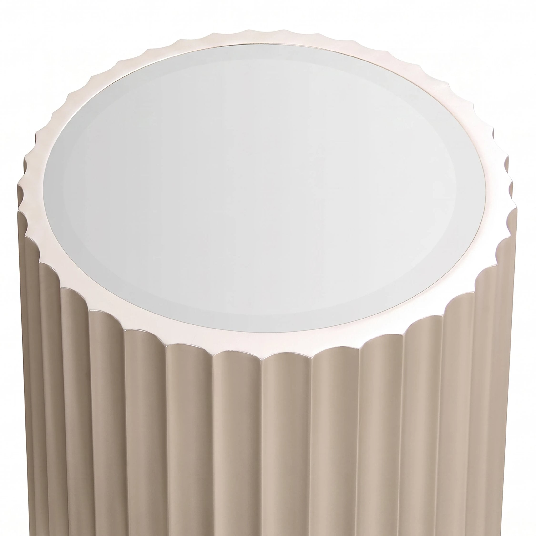 Deco Champagne Gold Finish Fluted Mirrored Side Table