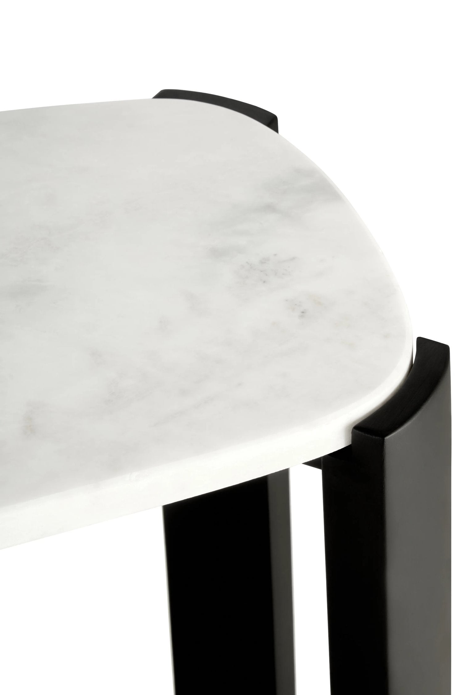 Loggia White Marble Top & Black Acacia Wood Console Table