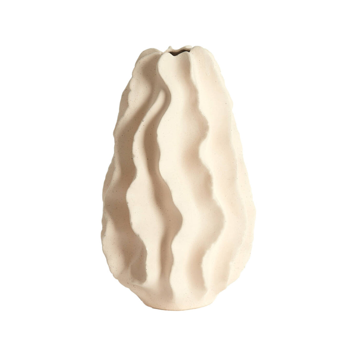 Nelani Matt Cream Wavy Ceramic Vase