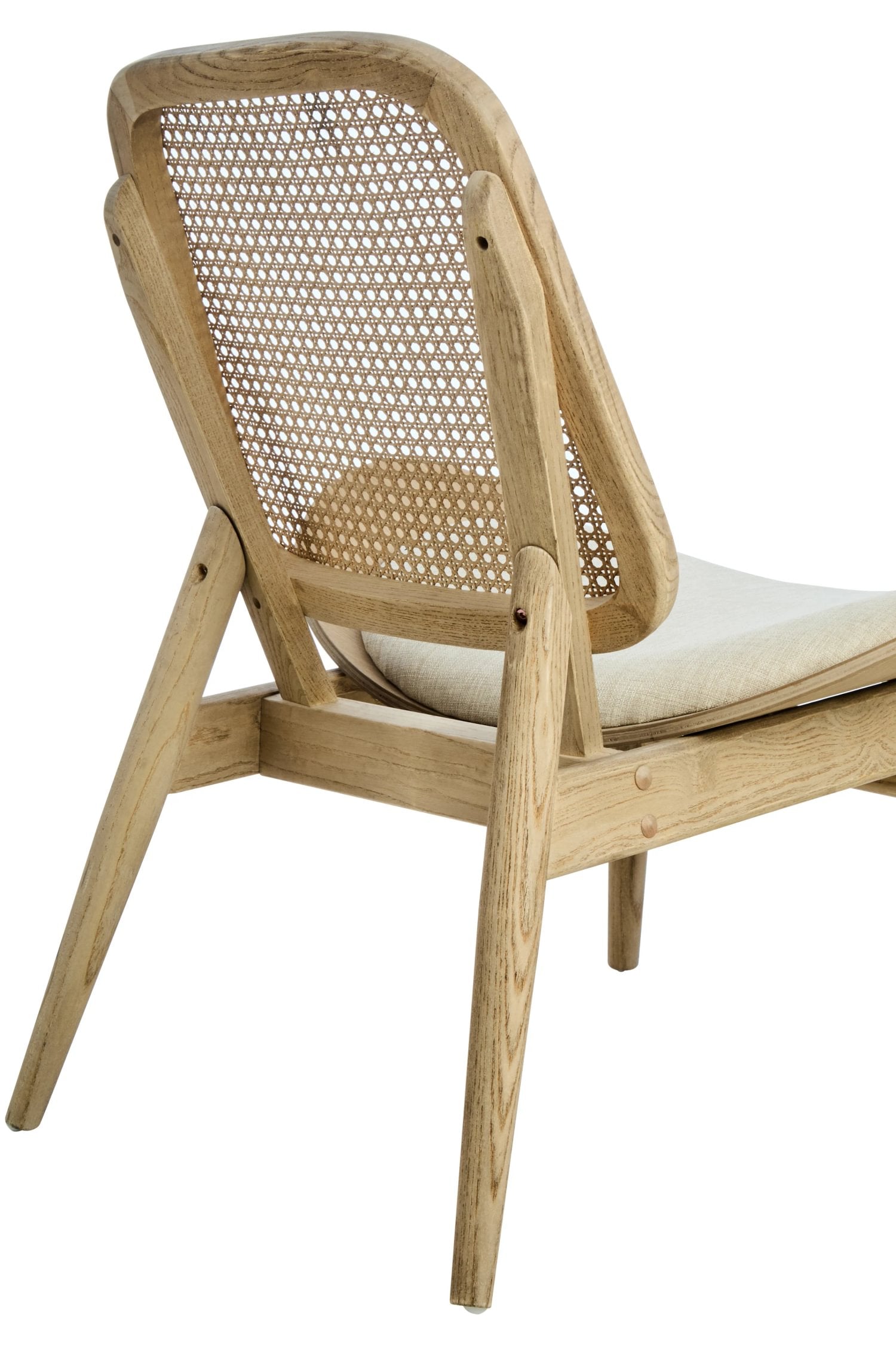 Windsor Beige Fabric & Washed Elm Wood Cane Back Chair