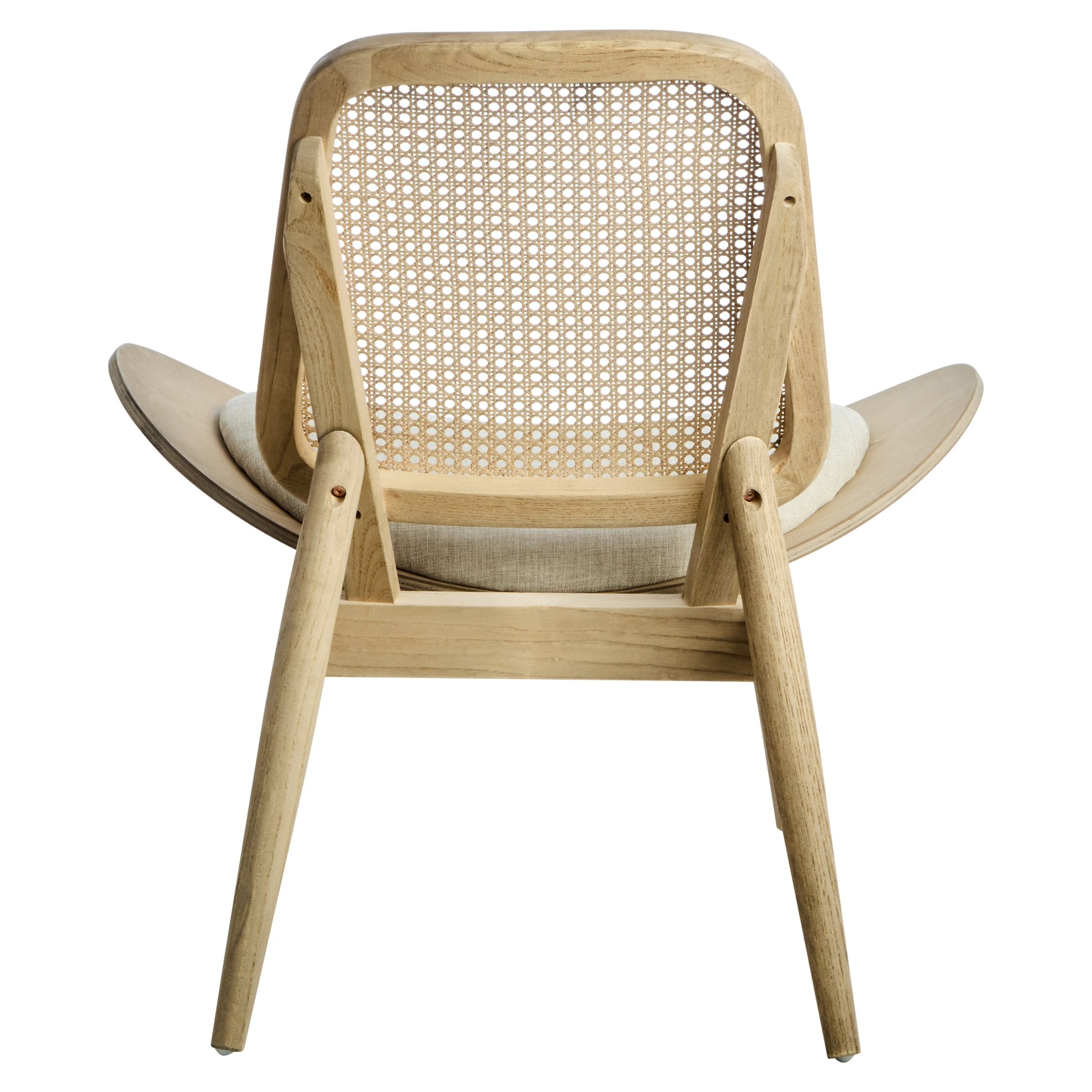 Windsor Beige Fabric & Washed Elm Wood Cane Back Chair