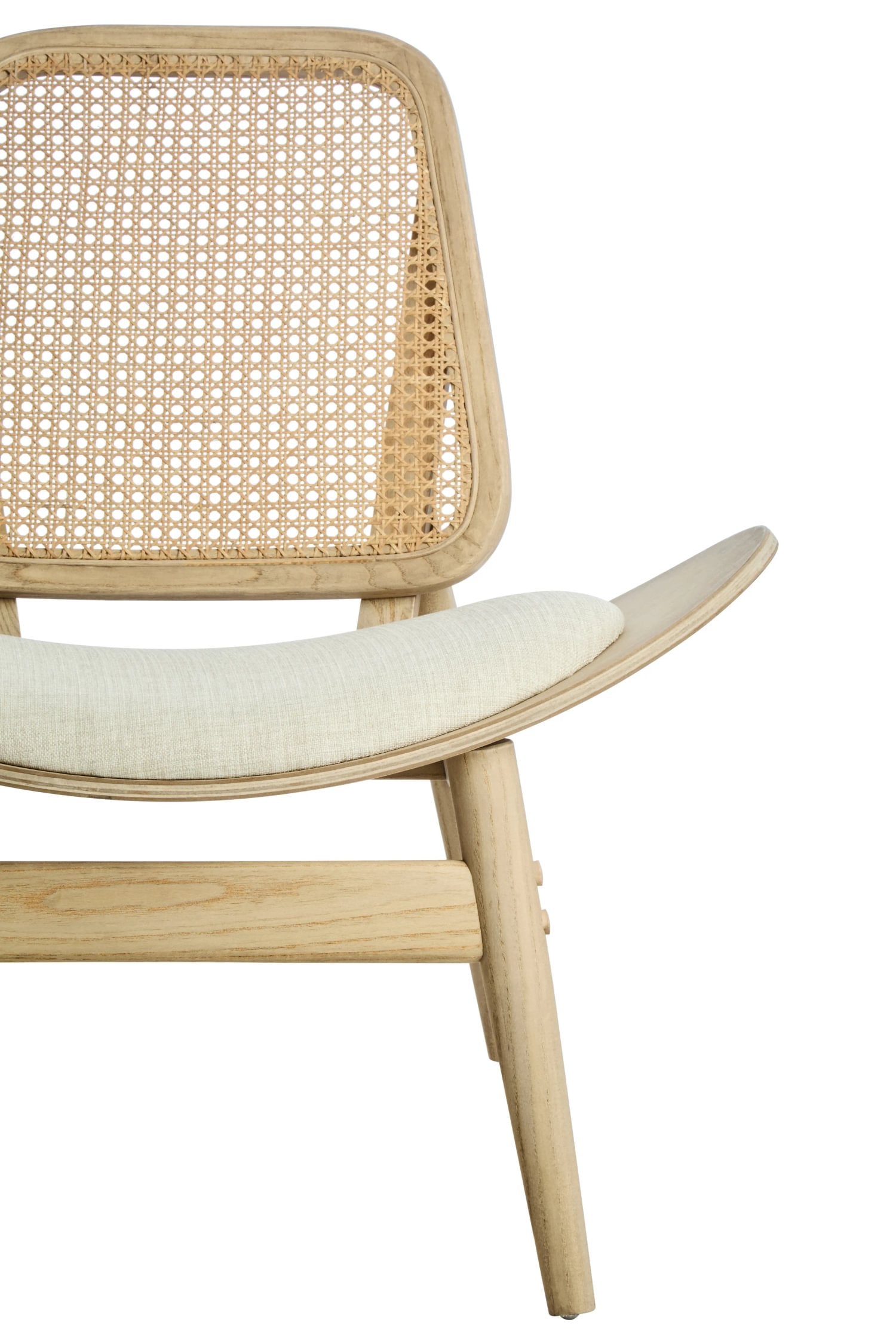 Windsor Beige Fabric & Washed Elm Wood Cane Back Chair