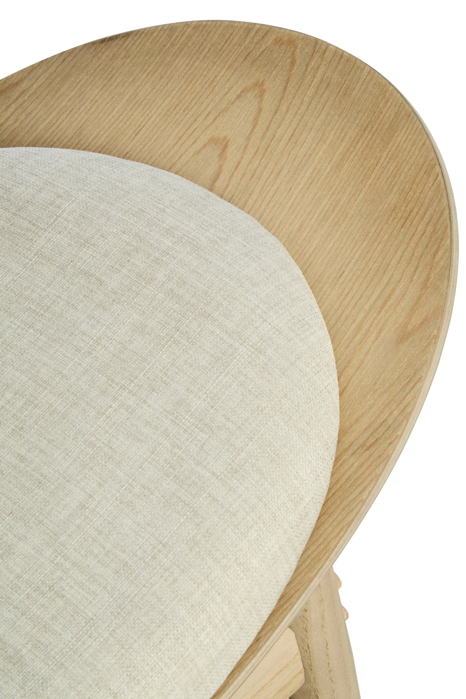 Windsor Beige Fabric & Washed Elm Wood Cane Back Chair