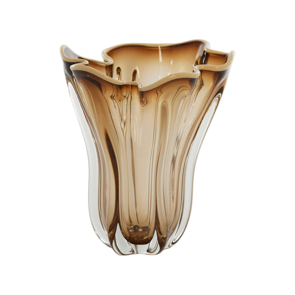 Kazuno Clear Brown/Grey/Cream Glass Vase 27cm