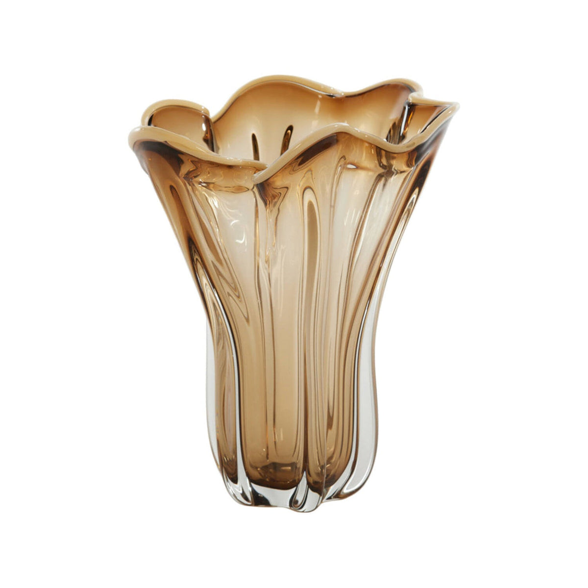 Kazuno Clear Brown/Grey/Cream Glass Vase 32cm