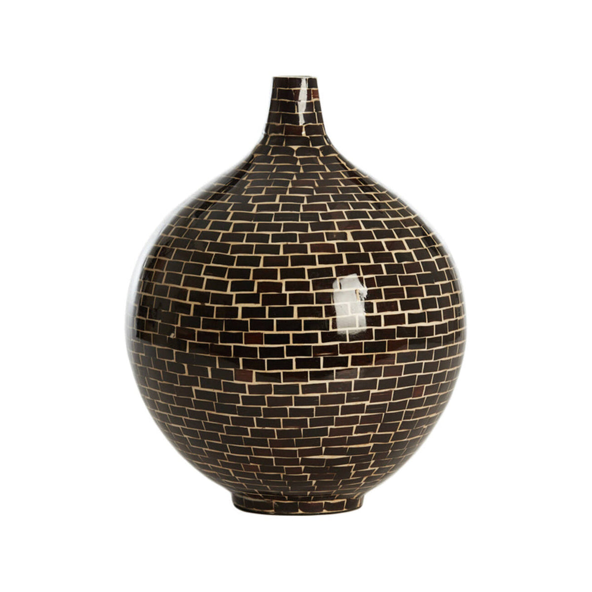 Elorza Dark Brown & Natural Bamboo Vase 35cm