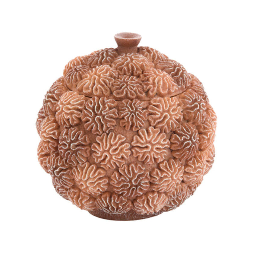 Coral Peach/Light Brown Decorative Storage Box with Lid 16cm