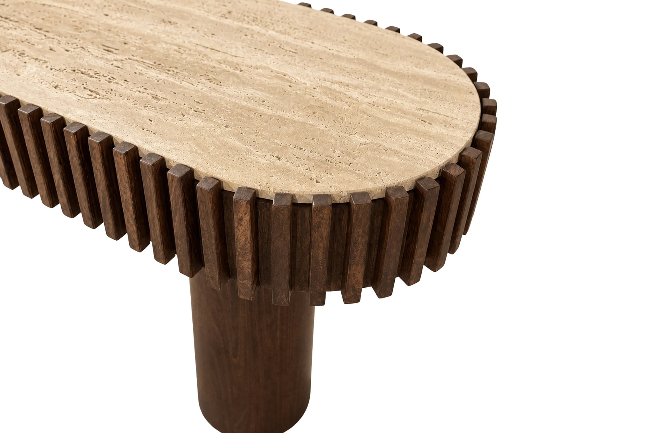 Colonnade Travertine & Mango Wood Curved Console Table