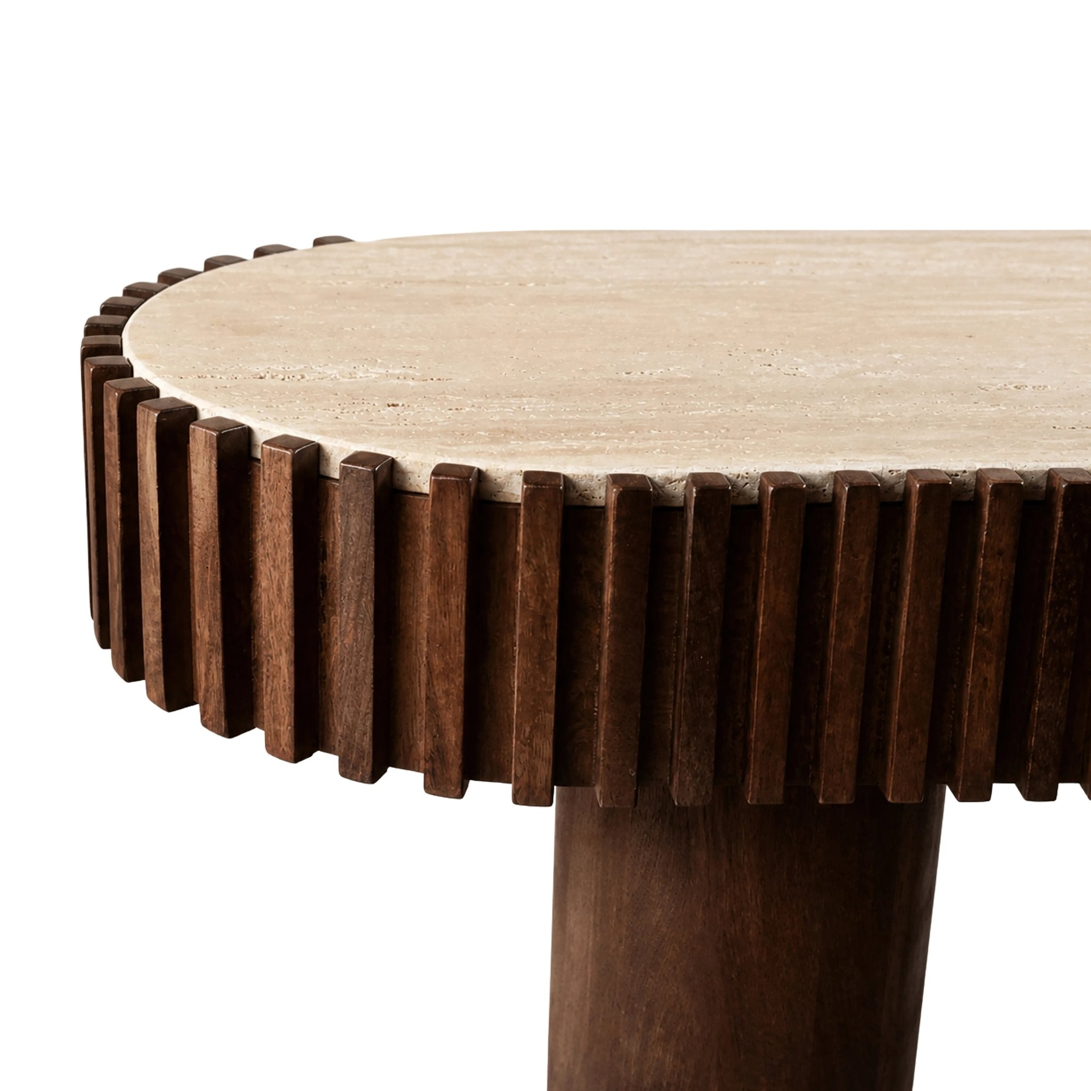 Colonnade Travertine & Mango Wood Curved Console Table