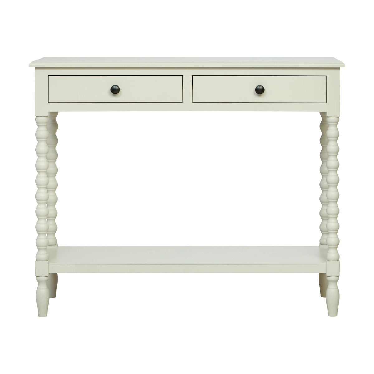 Chelsea Bobble Detail Ivory Wood 2 Drawer Console Table
