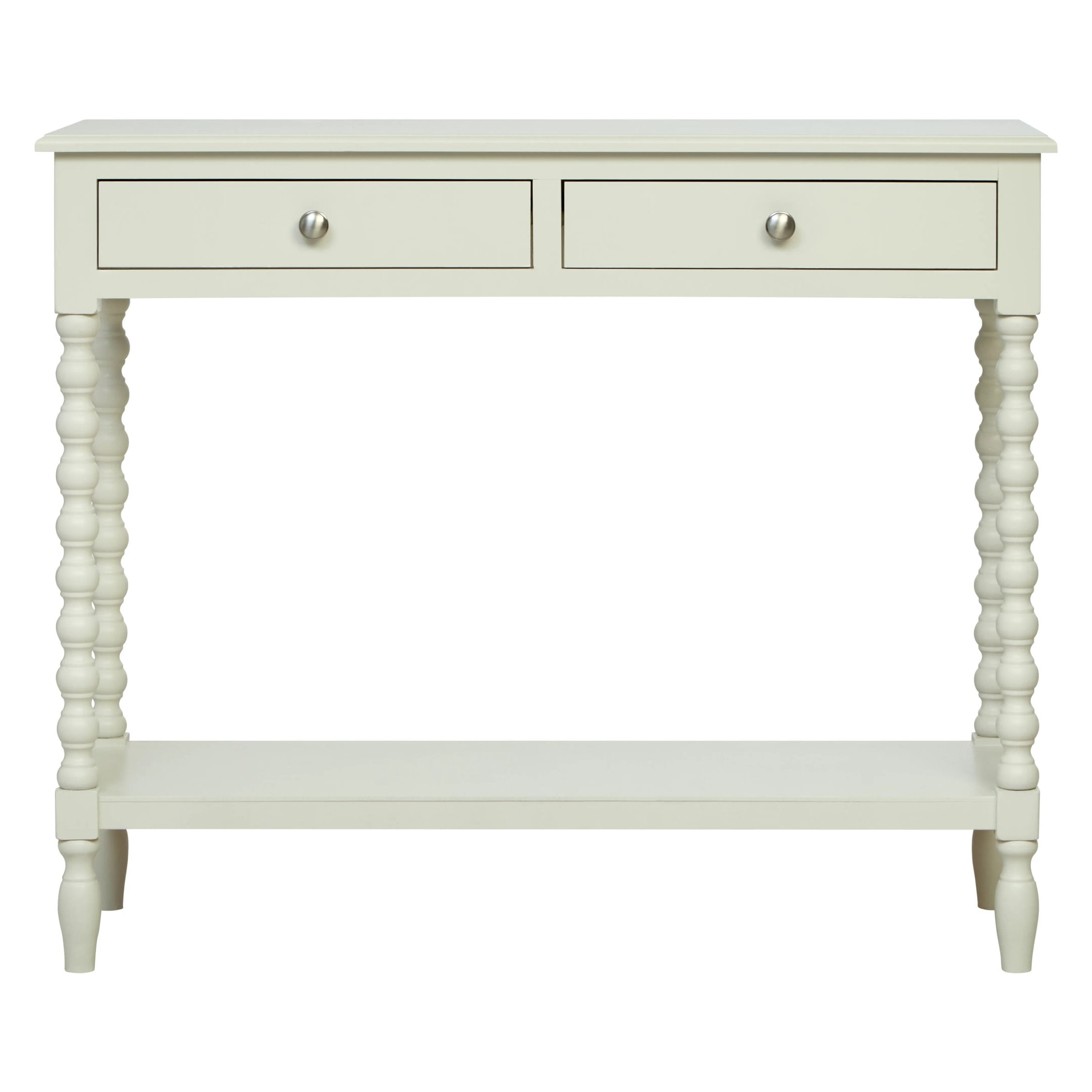 Chelsea Bobble Detail Ivory Wood 2 Drawer Console Table