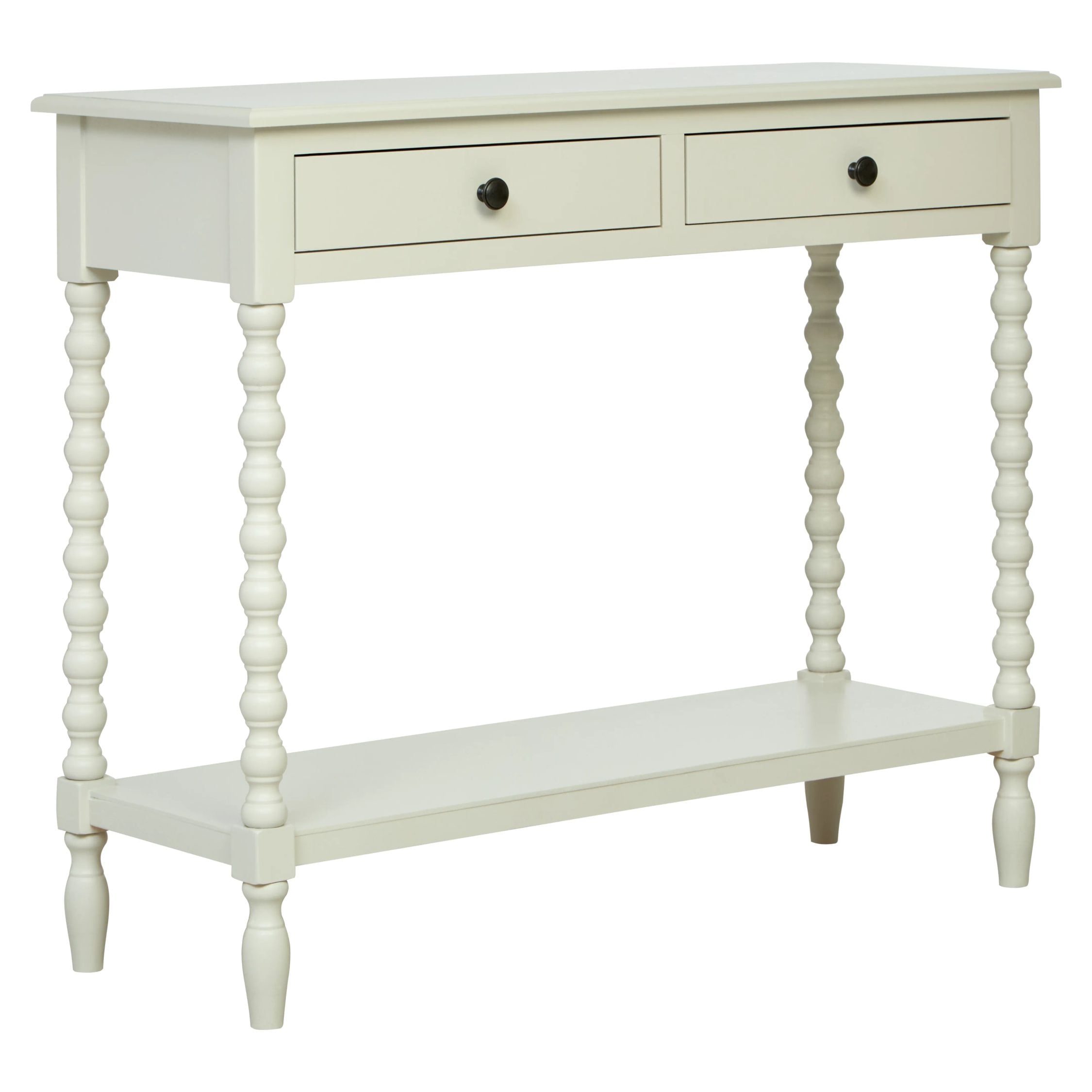 Chelsea Bobble Detail Ivory Wood 2 Drawer Console Table