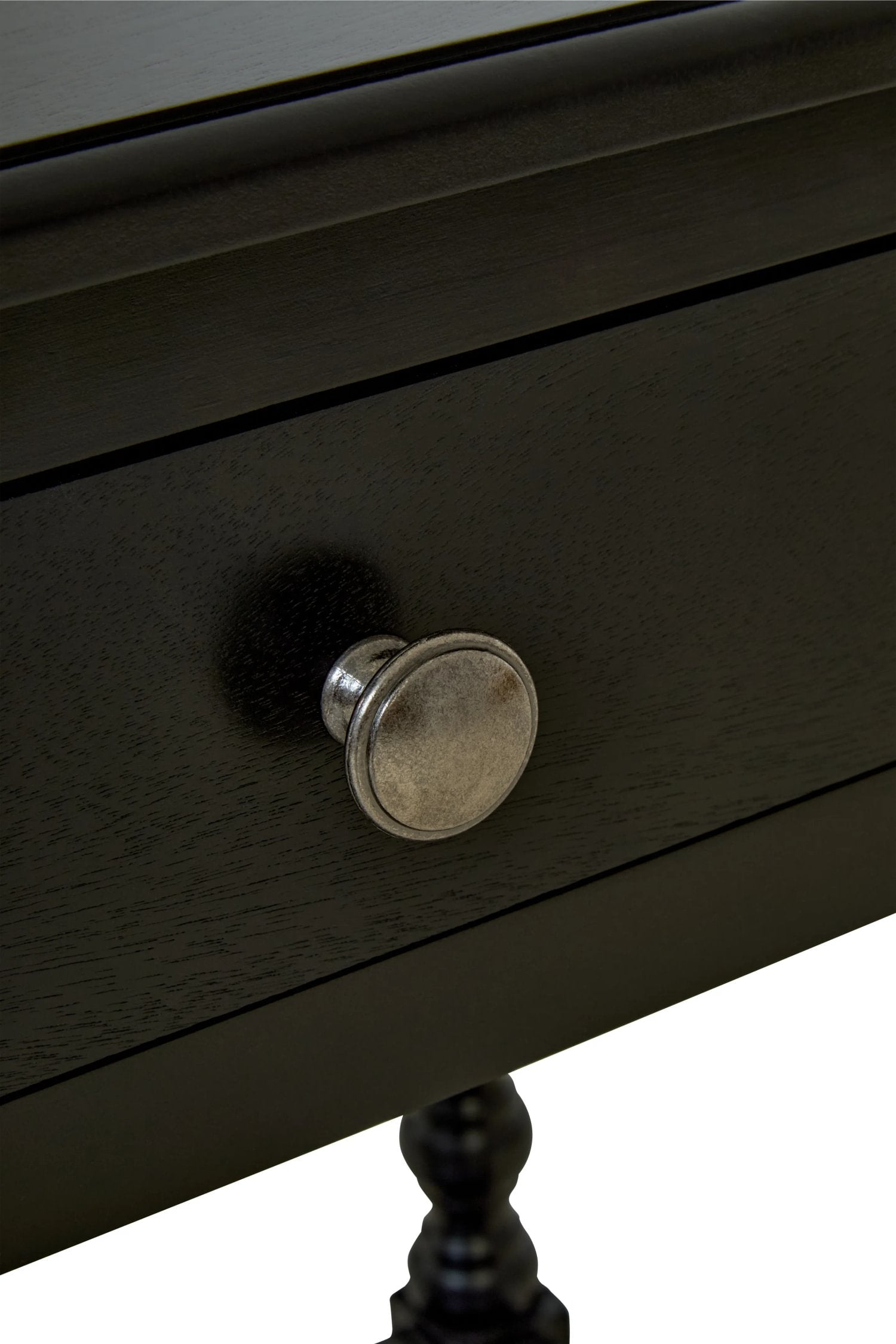 Chelsea Bobble Detail Black Wood 1 Drawer Bedside Table