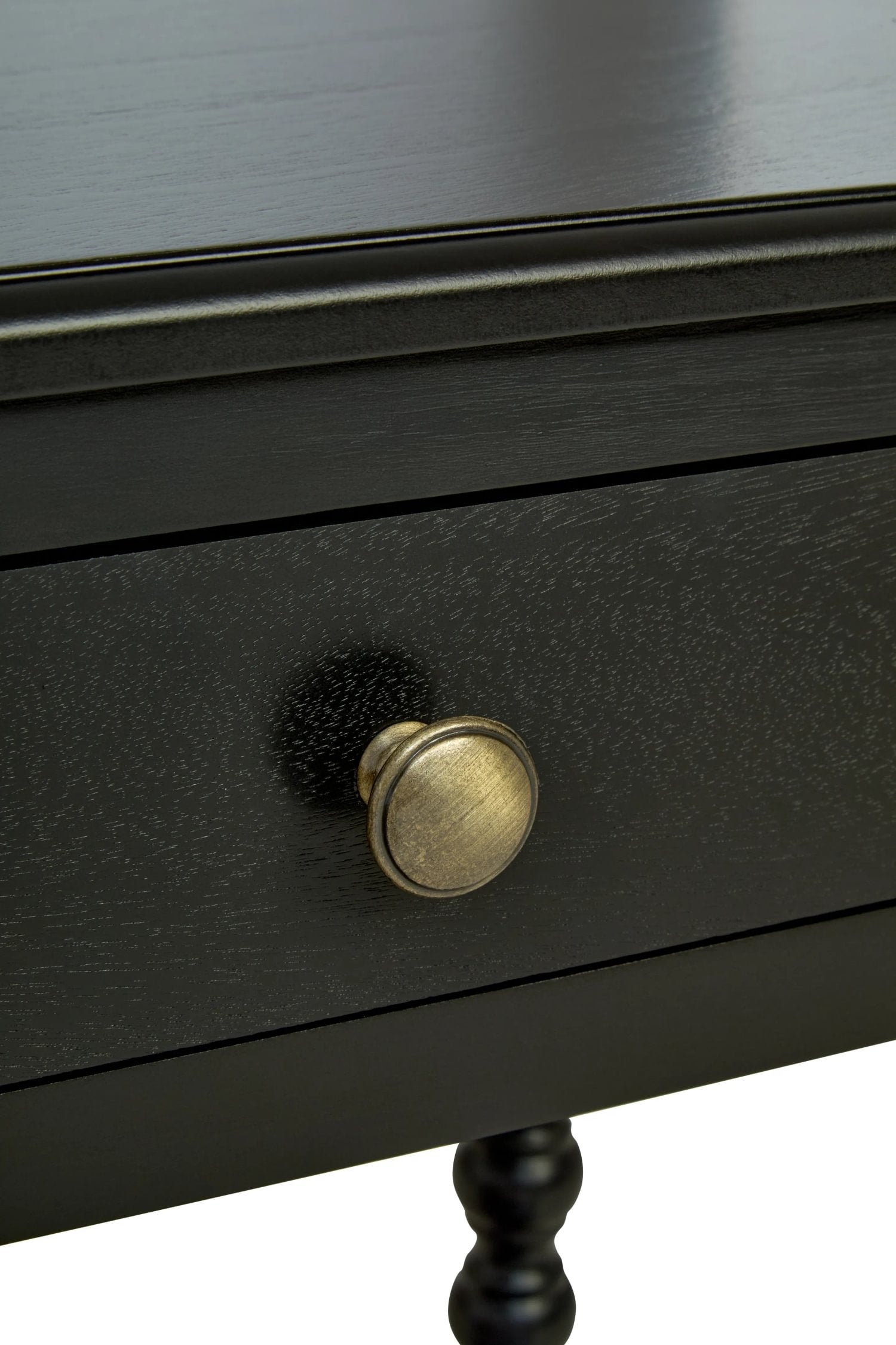 Chelsea Bobble Detail Black Wood 1 Drawer Bedside Table