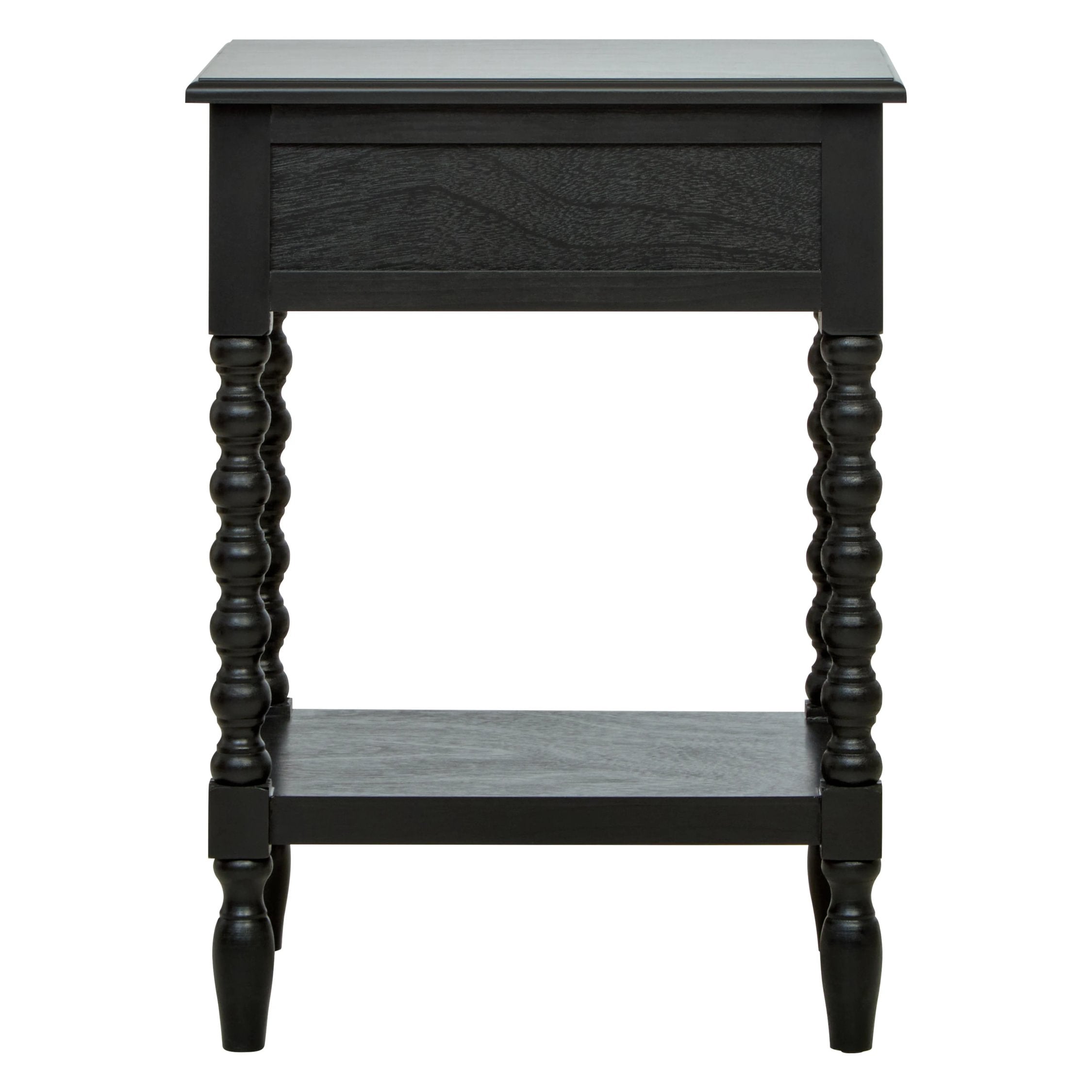 Chelsea Bobble Detail Black Wood 1 Drawer Bedside Table