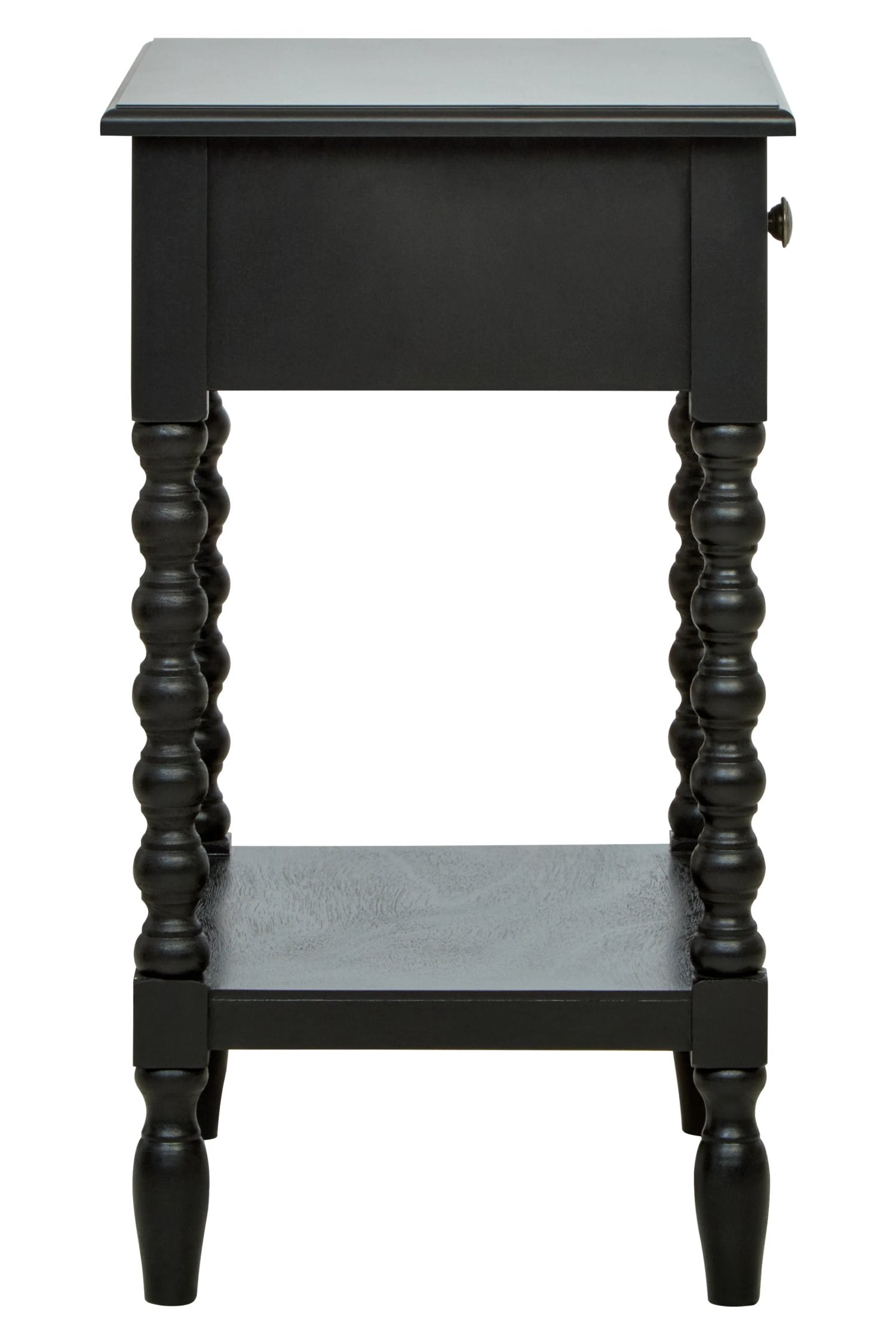 Chelsea Bobble Detail Black Wood 1 Drawer Bedside Table