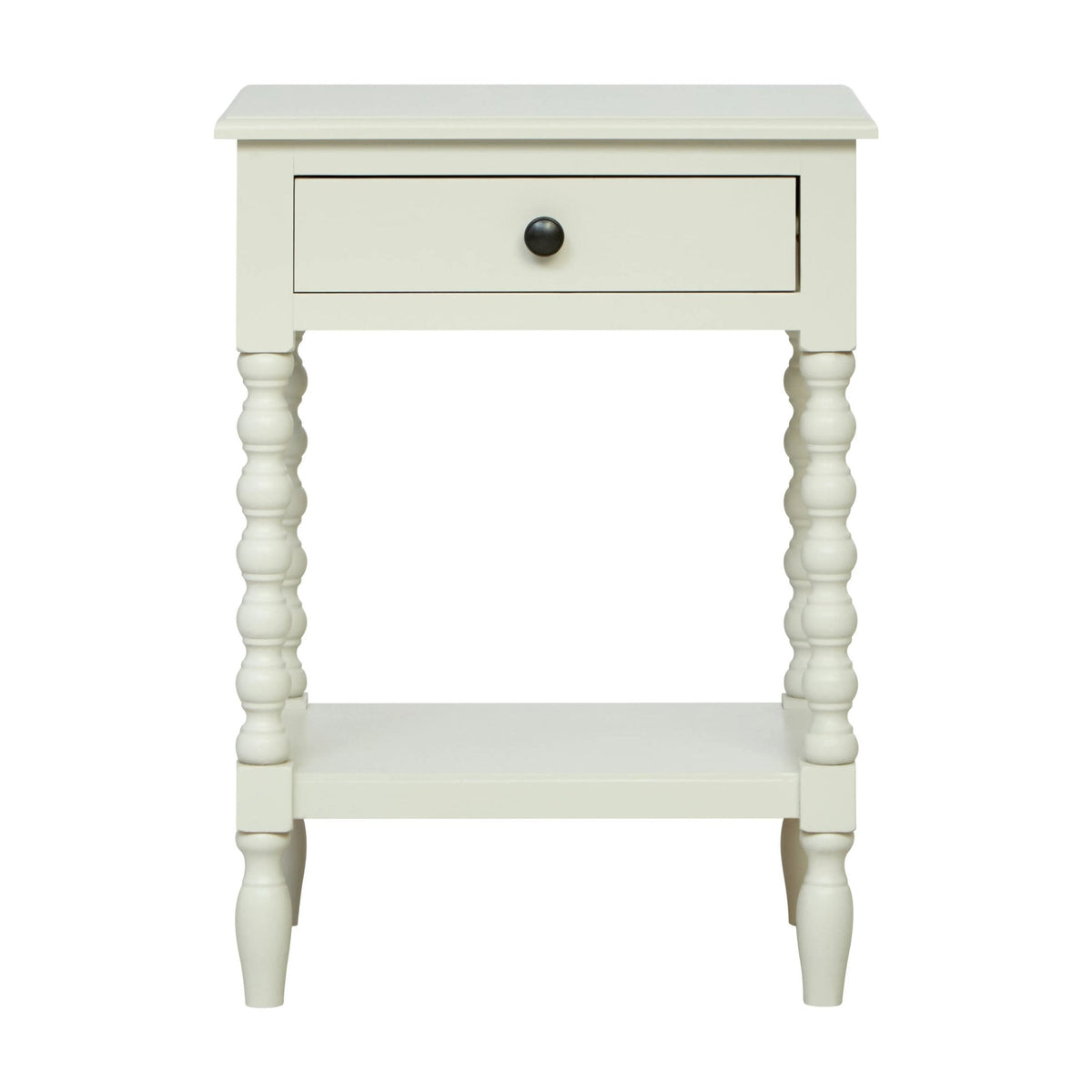 Chelsea Bobble Detail Ivory Wood 1 Drawer Bedside Table
