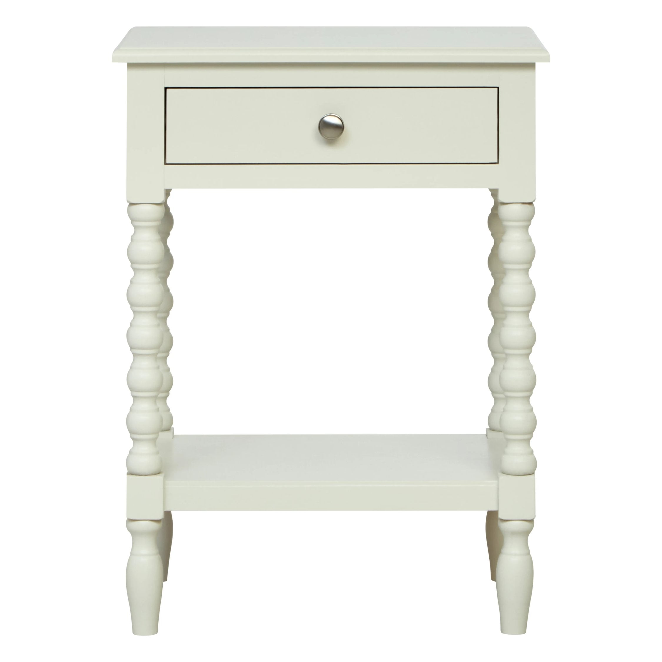 Chelsea Bobble Detail Ivory Wood 1 Drawer Bedside Table