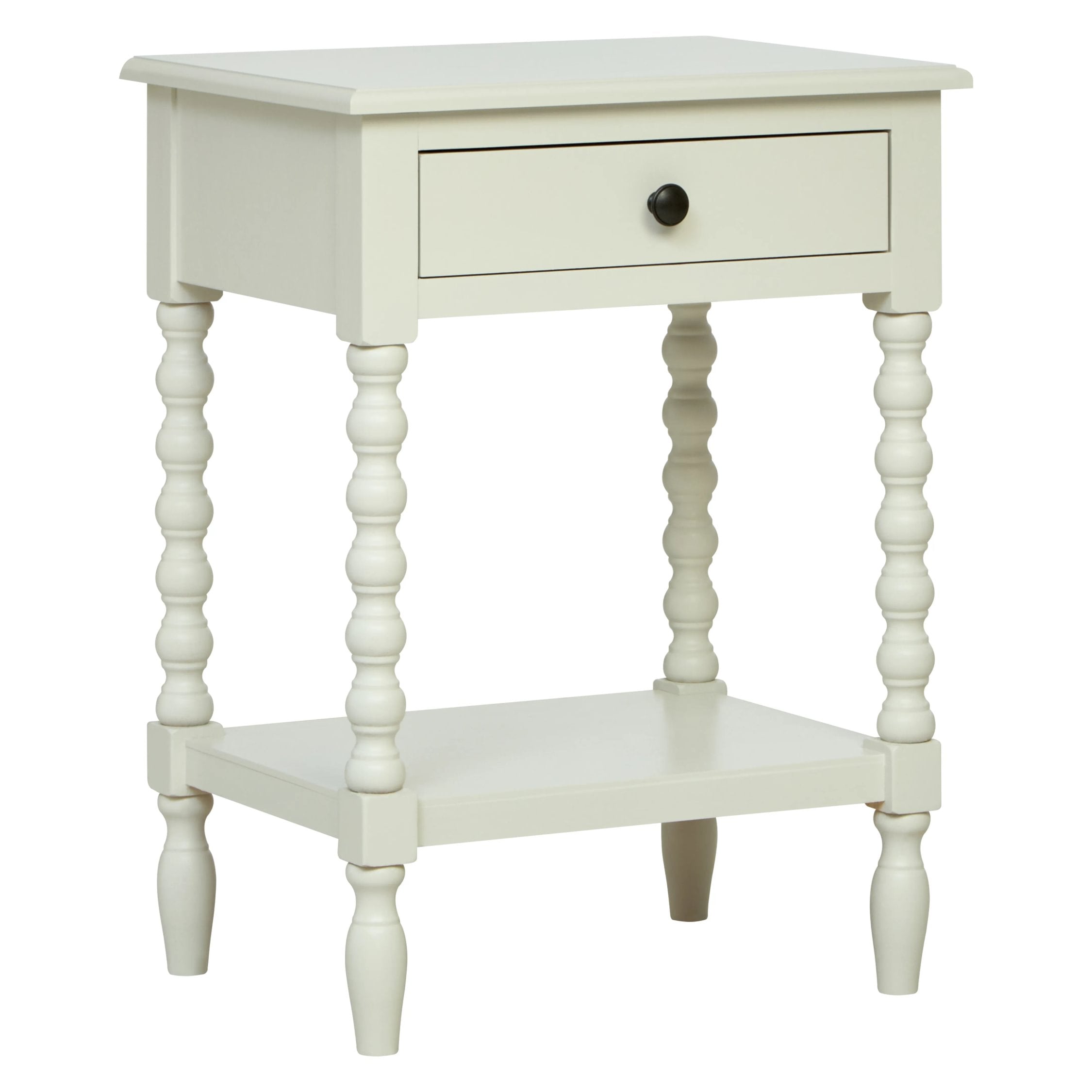 Chelsea Bobble Detail Ivory Wood 1 Drawer Bedside Table