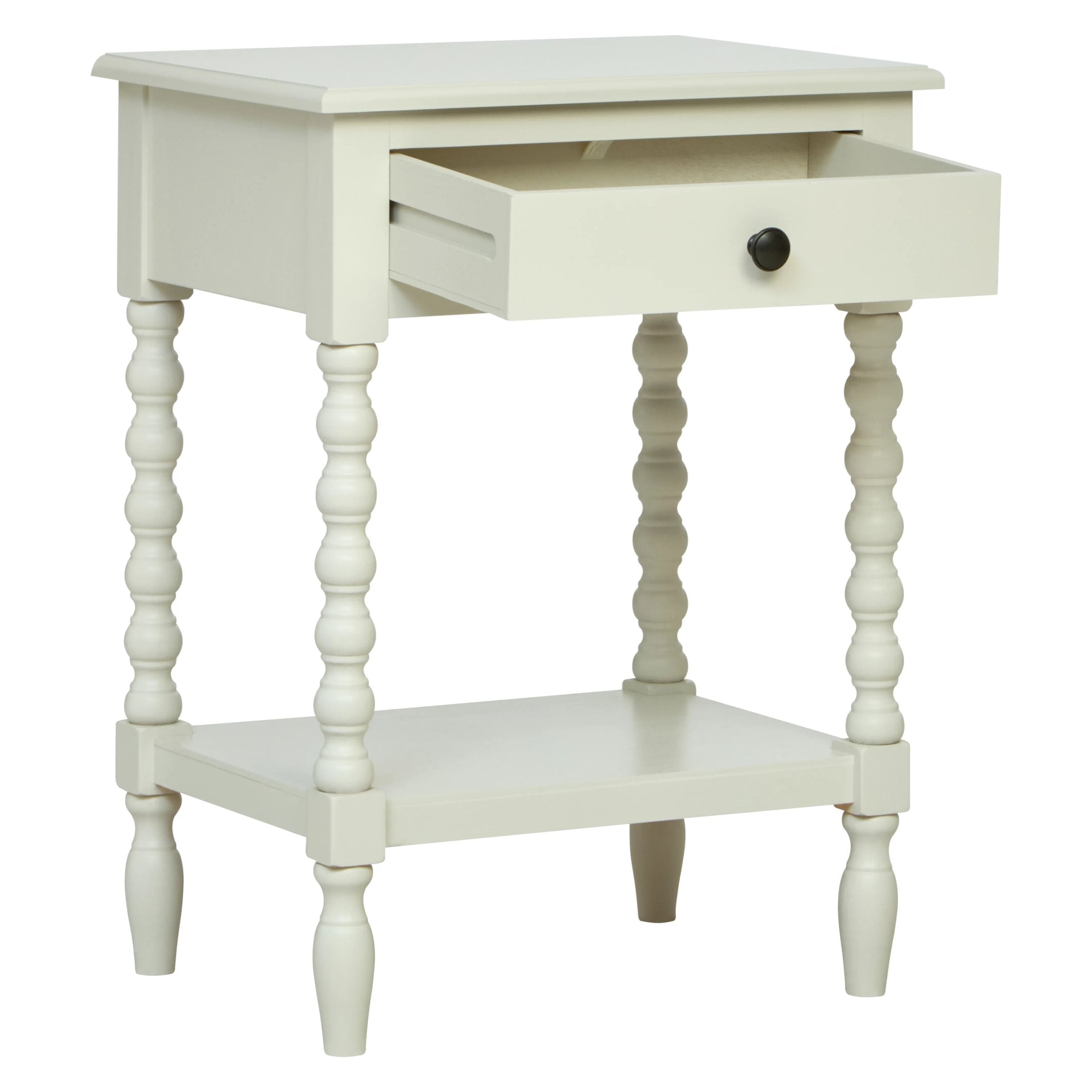 Chelsea Bobble Detail Ivory Wood 1 Drawer Bedside Table