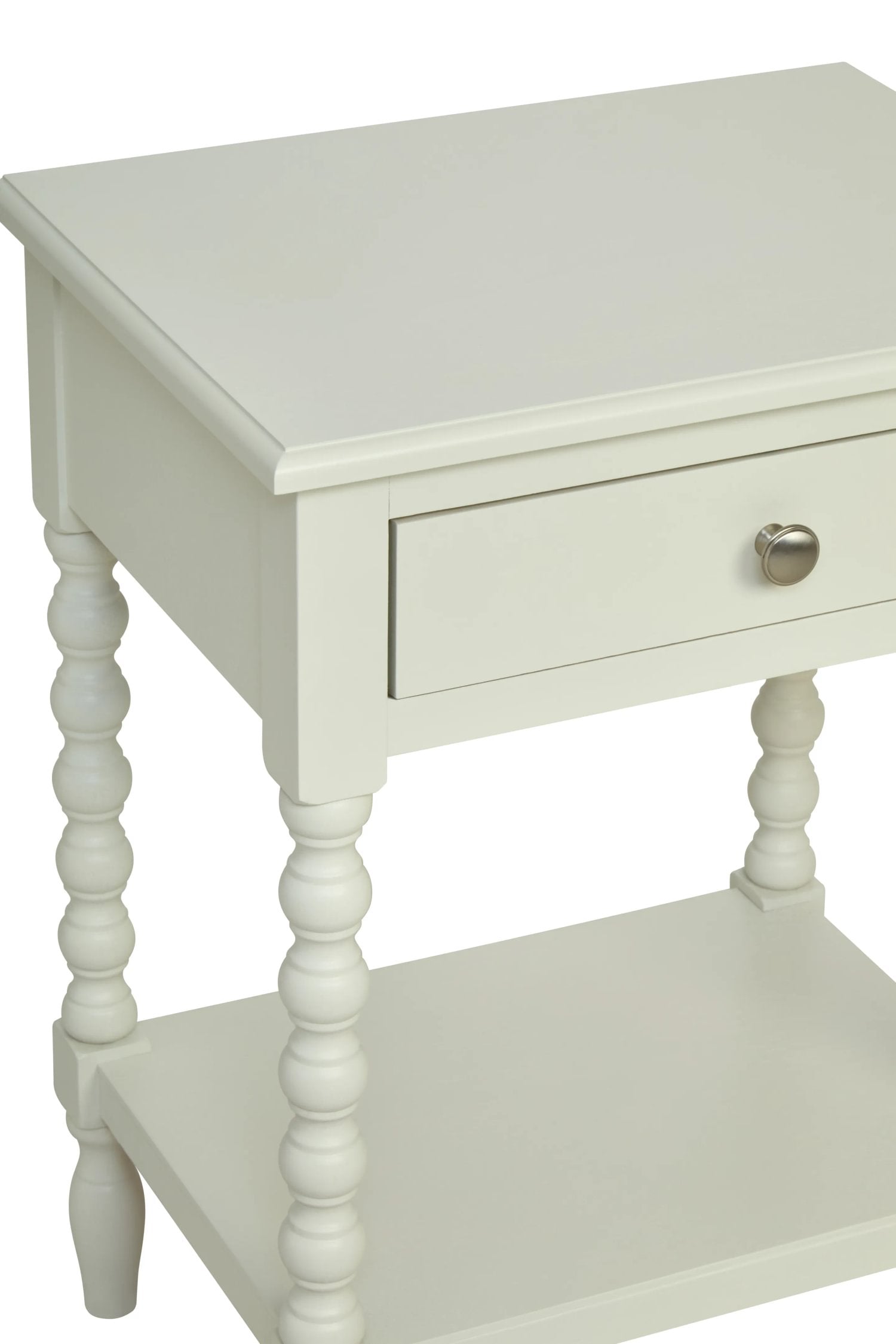 Chelsea Bobble Detail Ivory Wood 1 Drawer Bedside Table