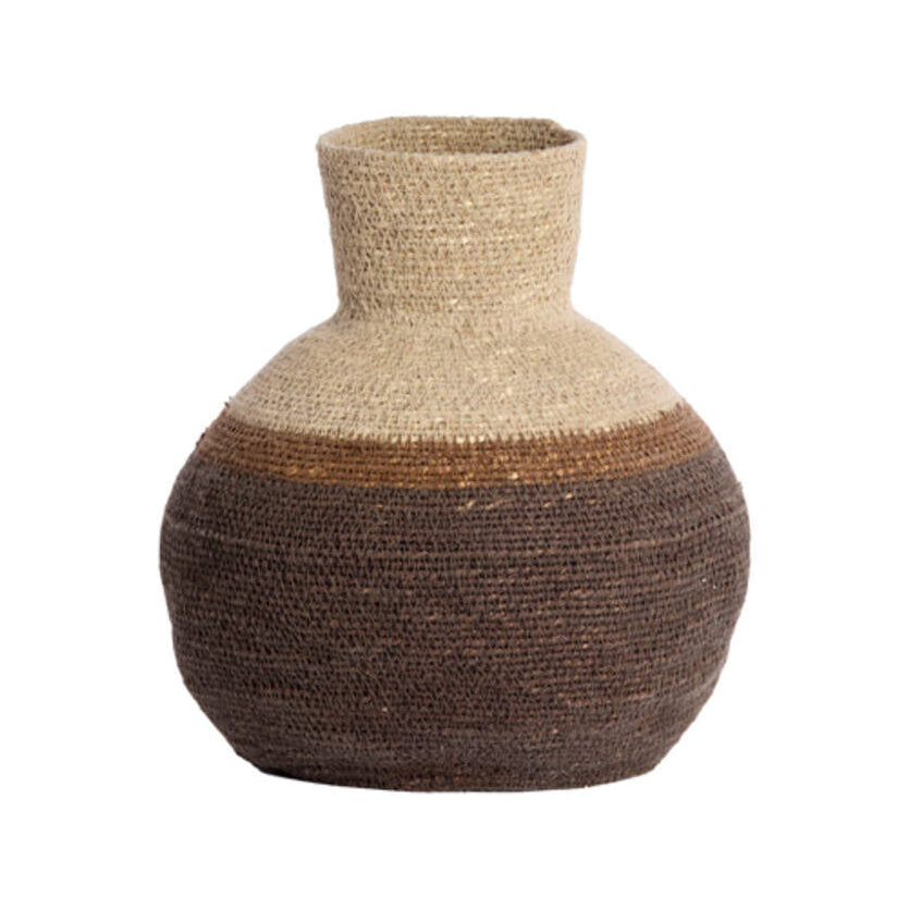Bisira Natural & Brown Seagrass Storage Basket 27cm